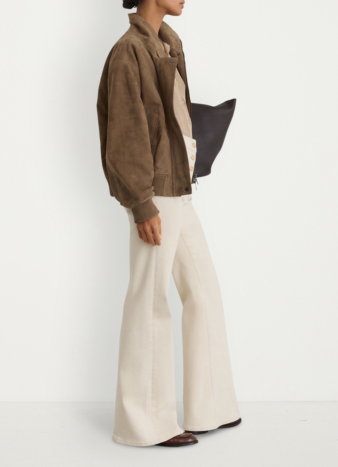 Reiss Cara bomberjack van suède - detail 6 khaki