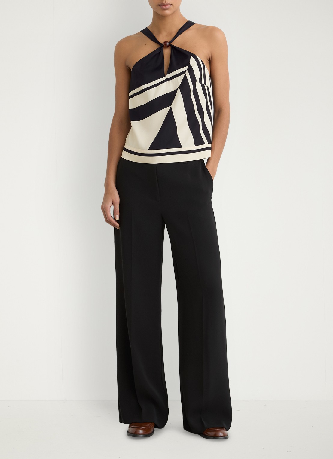 Reiss Caris top met print - voorkant 2 zwart
