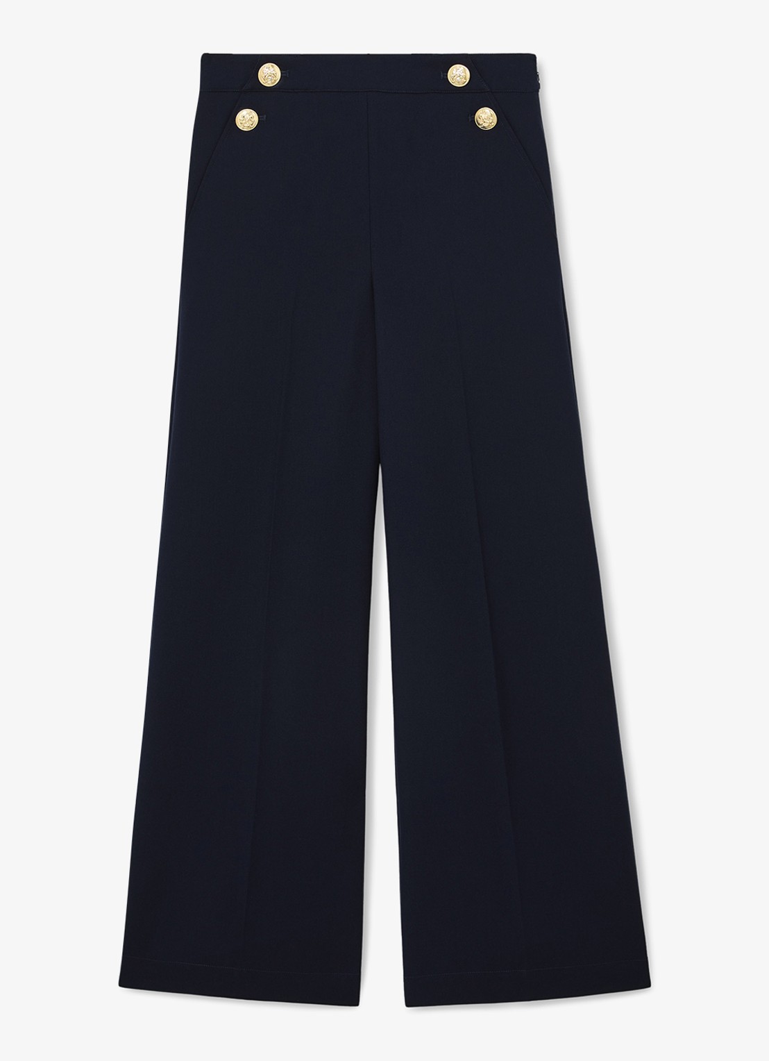 Reiss Carley high waist wide fit pantalon met steekzakken  - voorkant blauw