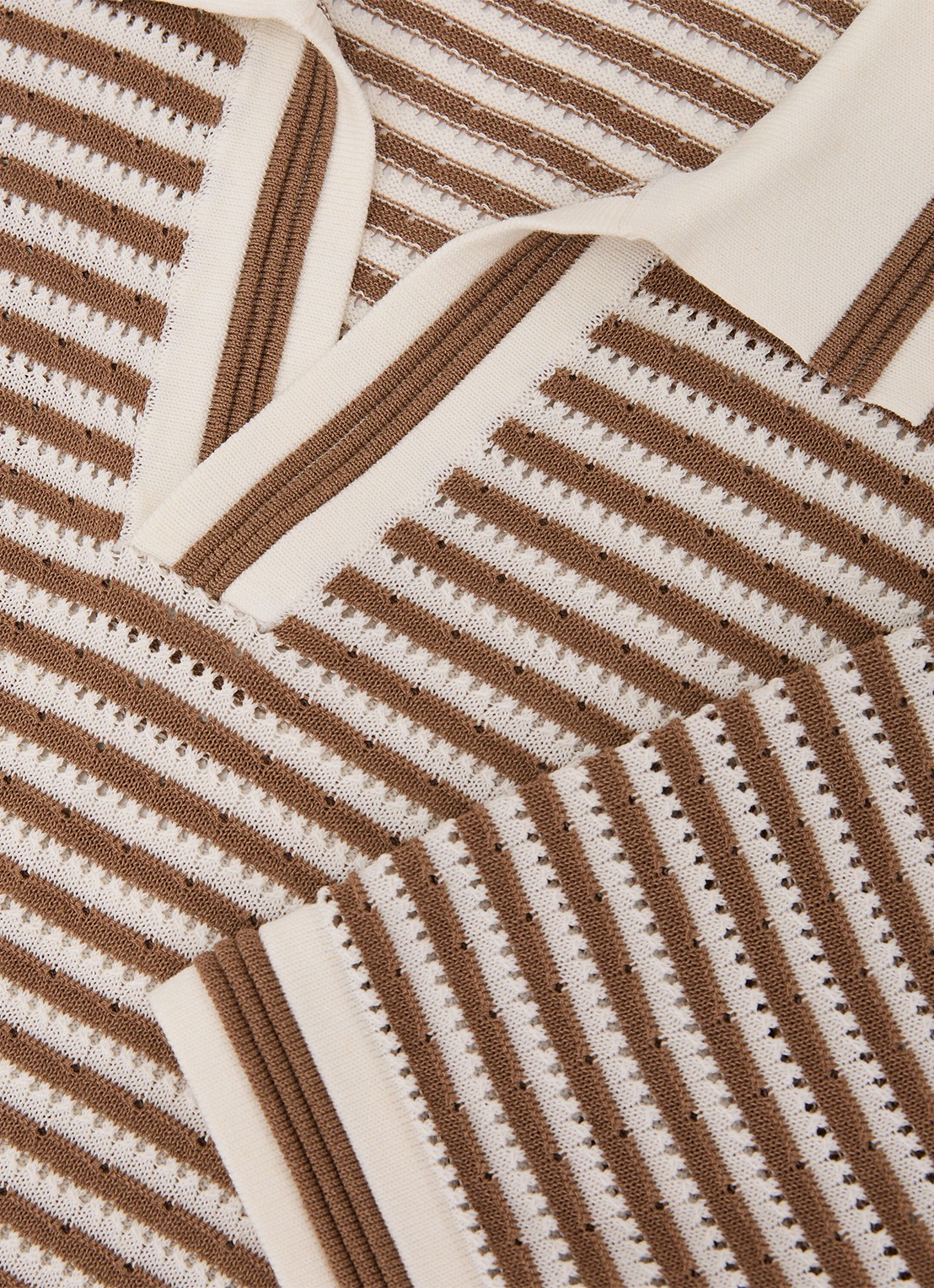 Reiss Carlford regular fit polo in linnenblend met streepprint - detail 5 camel