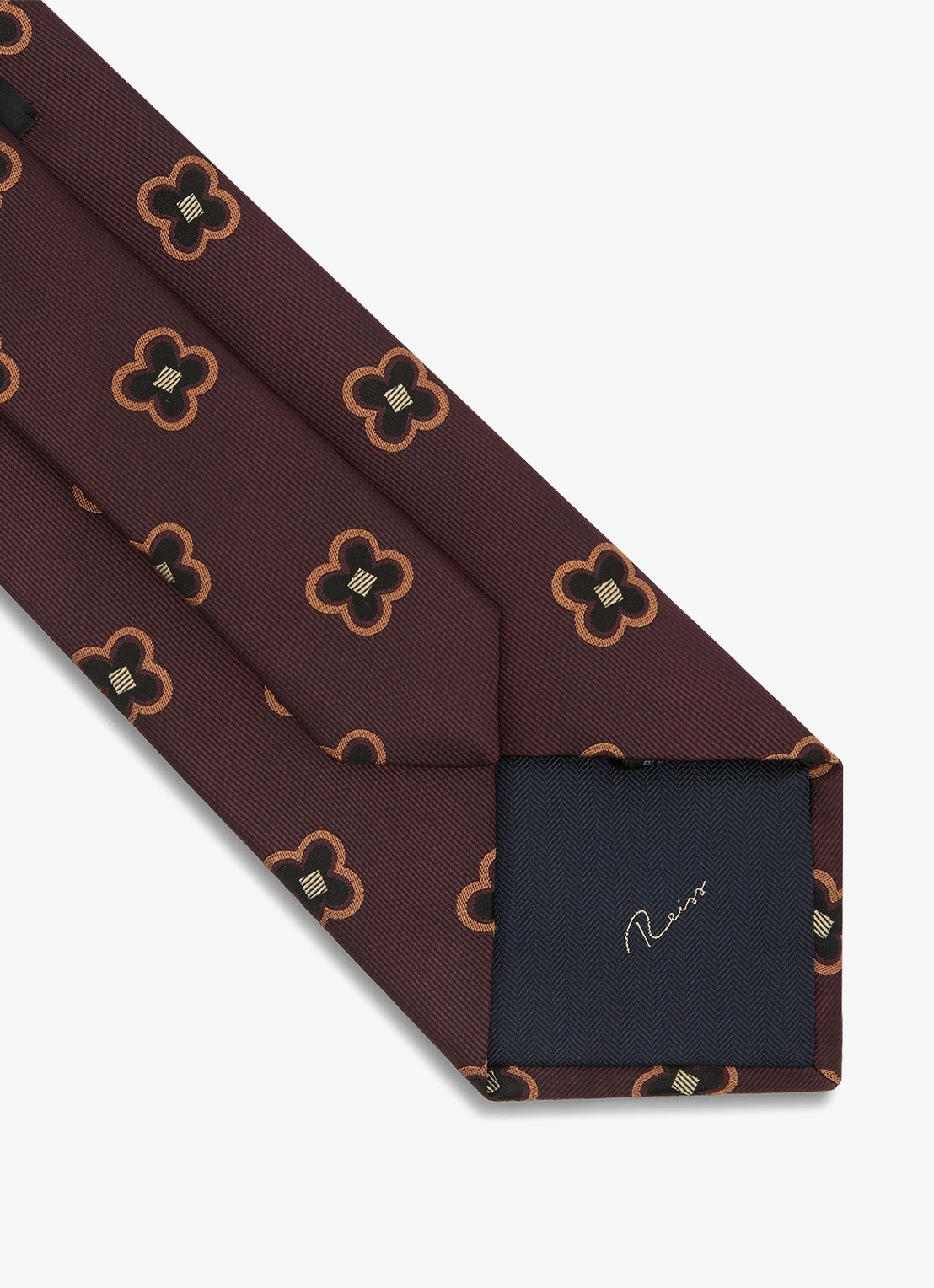 Reiss Carmelo stropdas in zijdeblend met print - detail 2 bordeauxrood