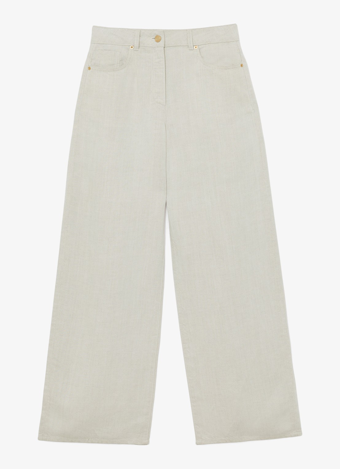 Reiss Carmen high waist wide fit broek in linnenblend - voorkant 4 creme