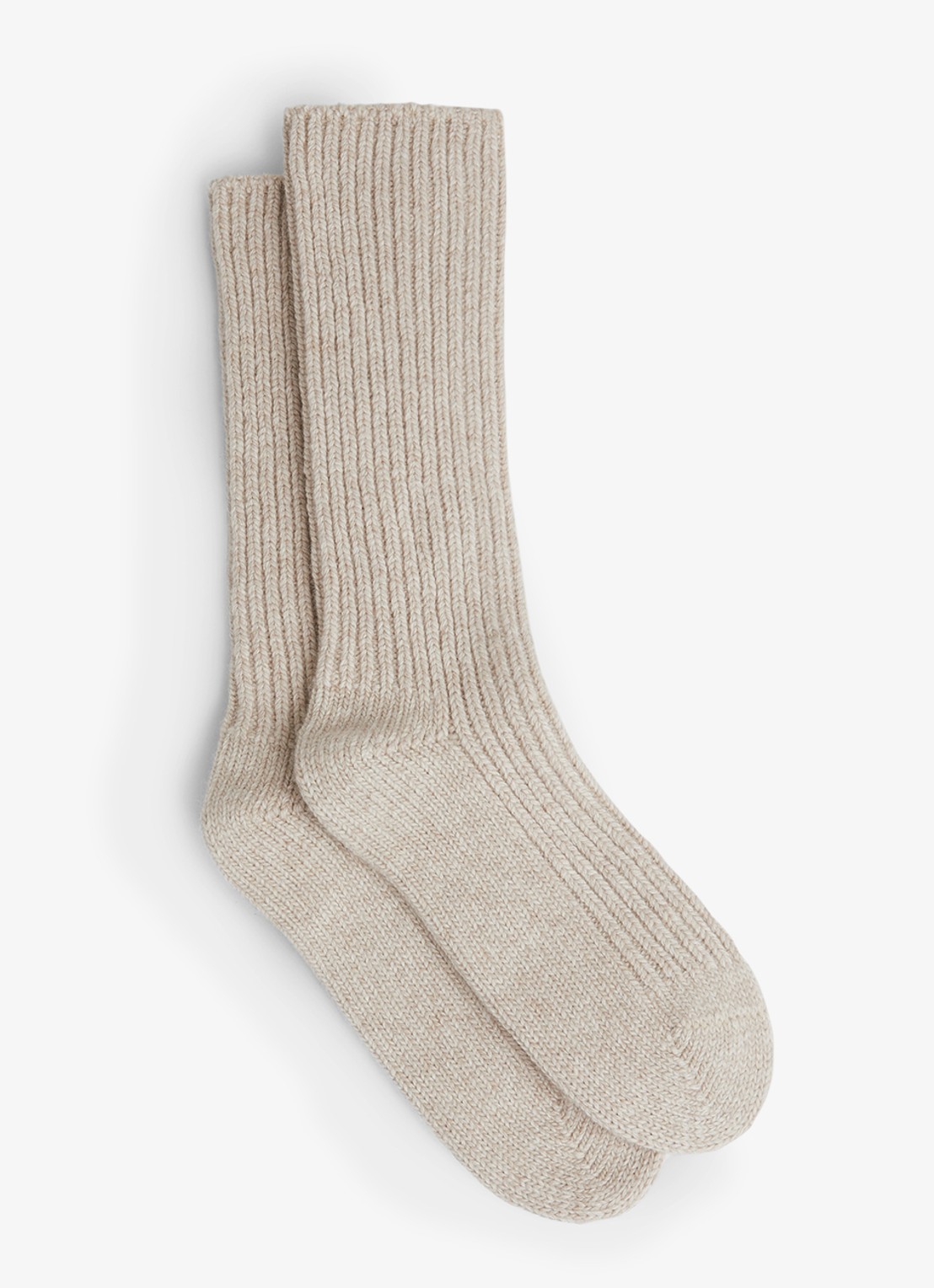 Reiss Carmen sokken in kasjmierblend - voorkant beige