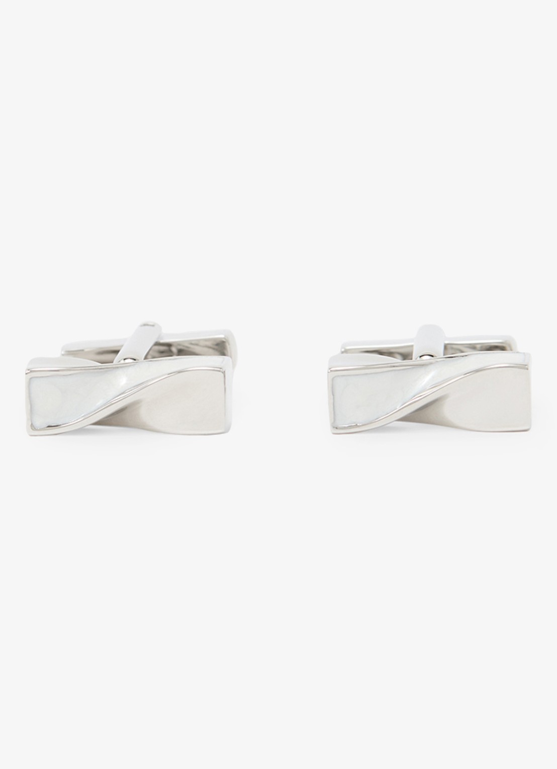 Reiss Carrick Twisted manchetknoop - voorkant 4 zilver