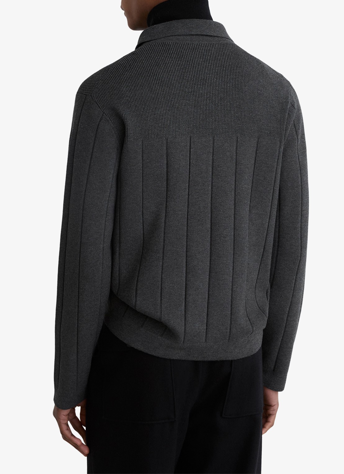 Reiss Cassius fijngebreid vest met rits - achterkant 3 donkergrijs
