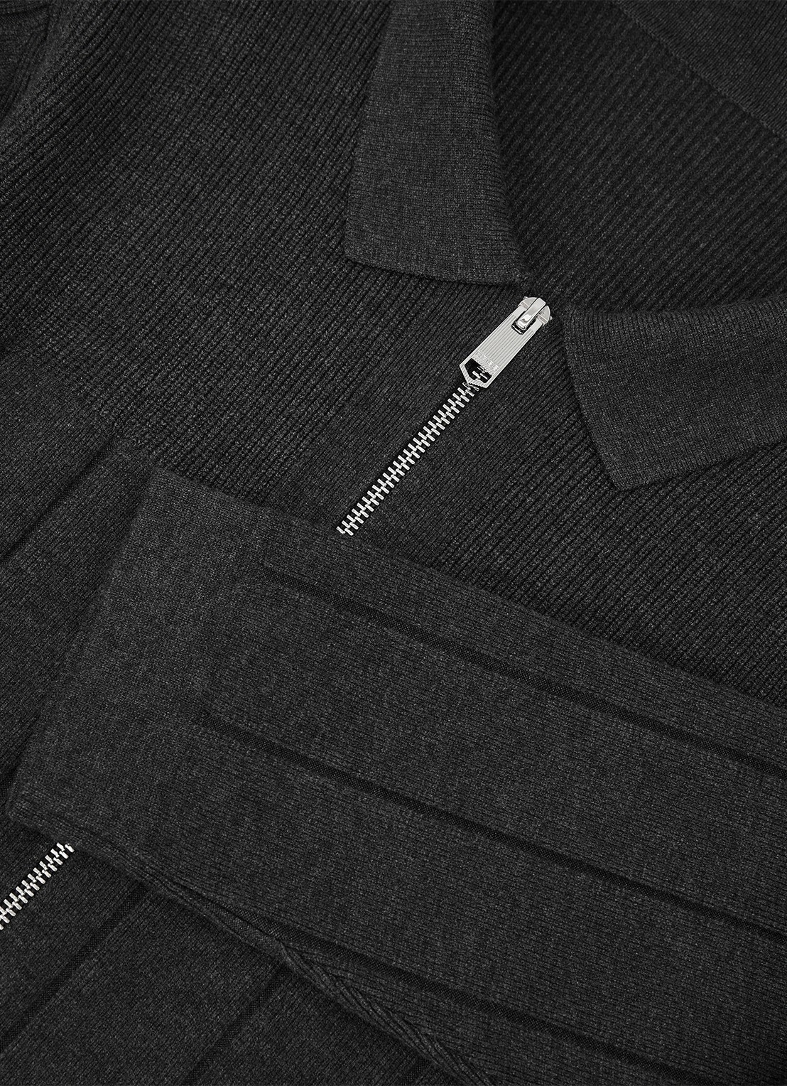 Reiss Cassius fijngebreid vest met rits - detail 2 donkergrijs