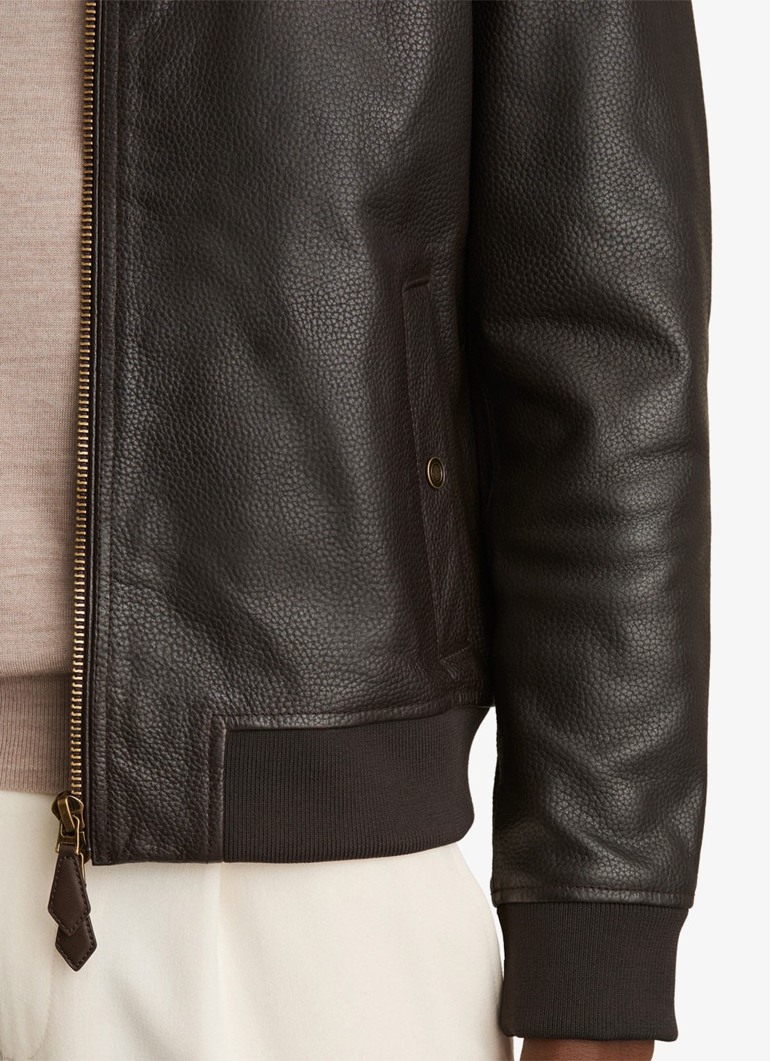 Reiss Cast bomberjack van leer - detail 5 bruin