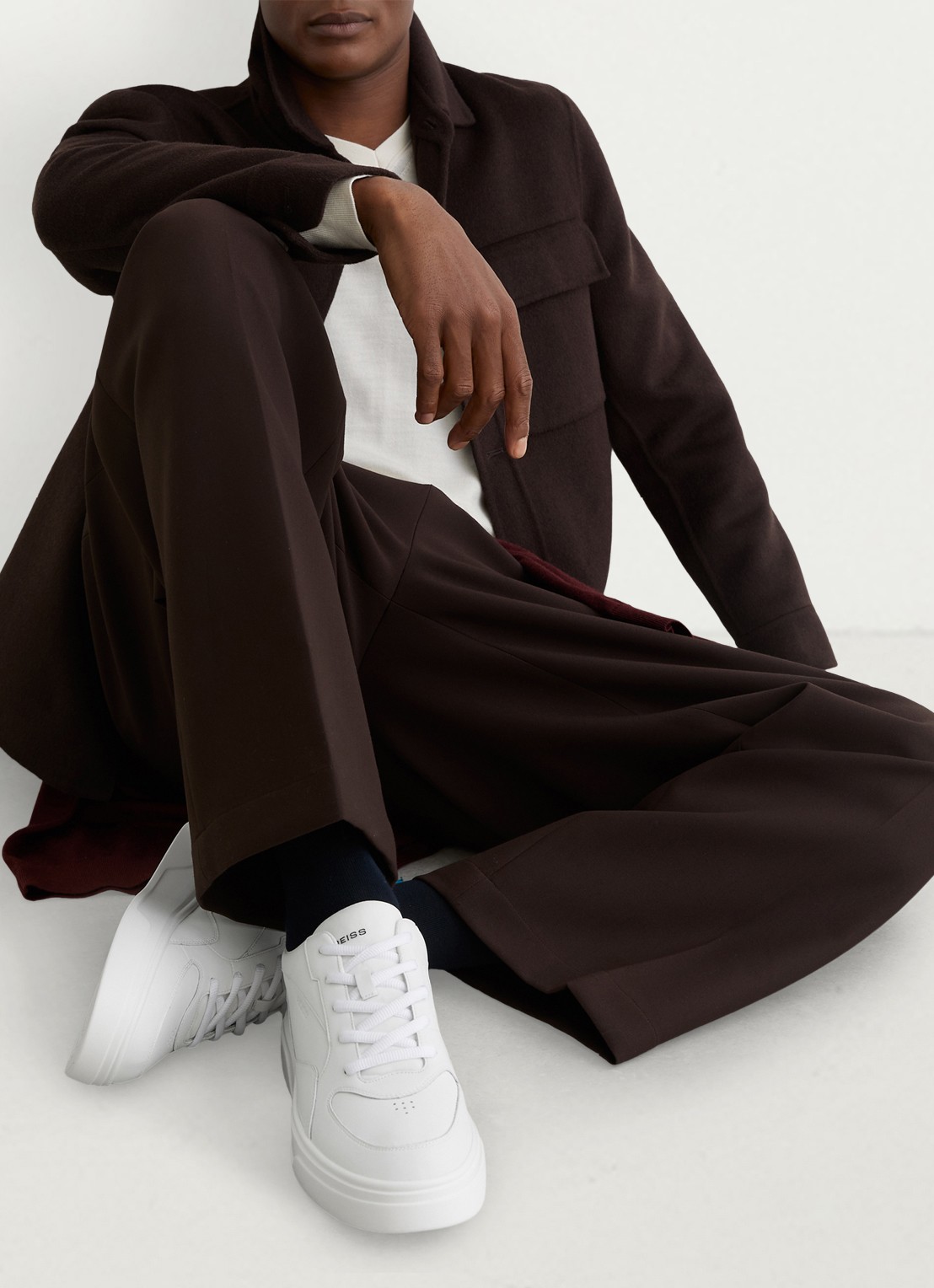 Reiss Cast sneaker van leer - voorkant 2 wit