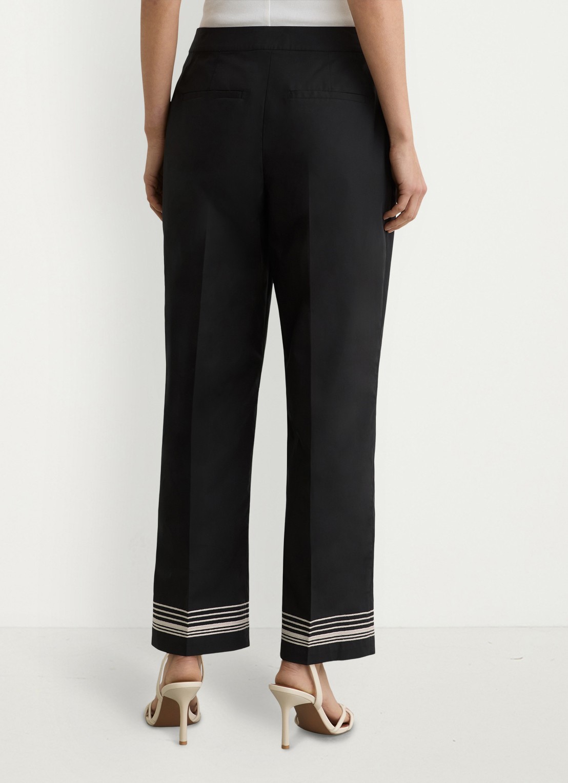 Reiss Cat high waist wide fit pantalon van katoen - achterkant 3 zwart