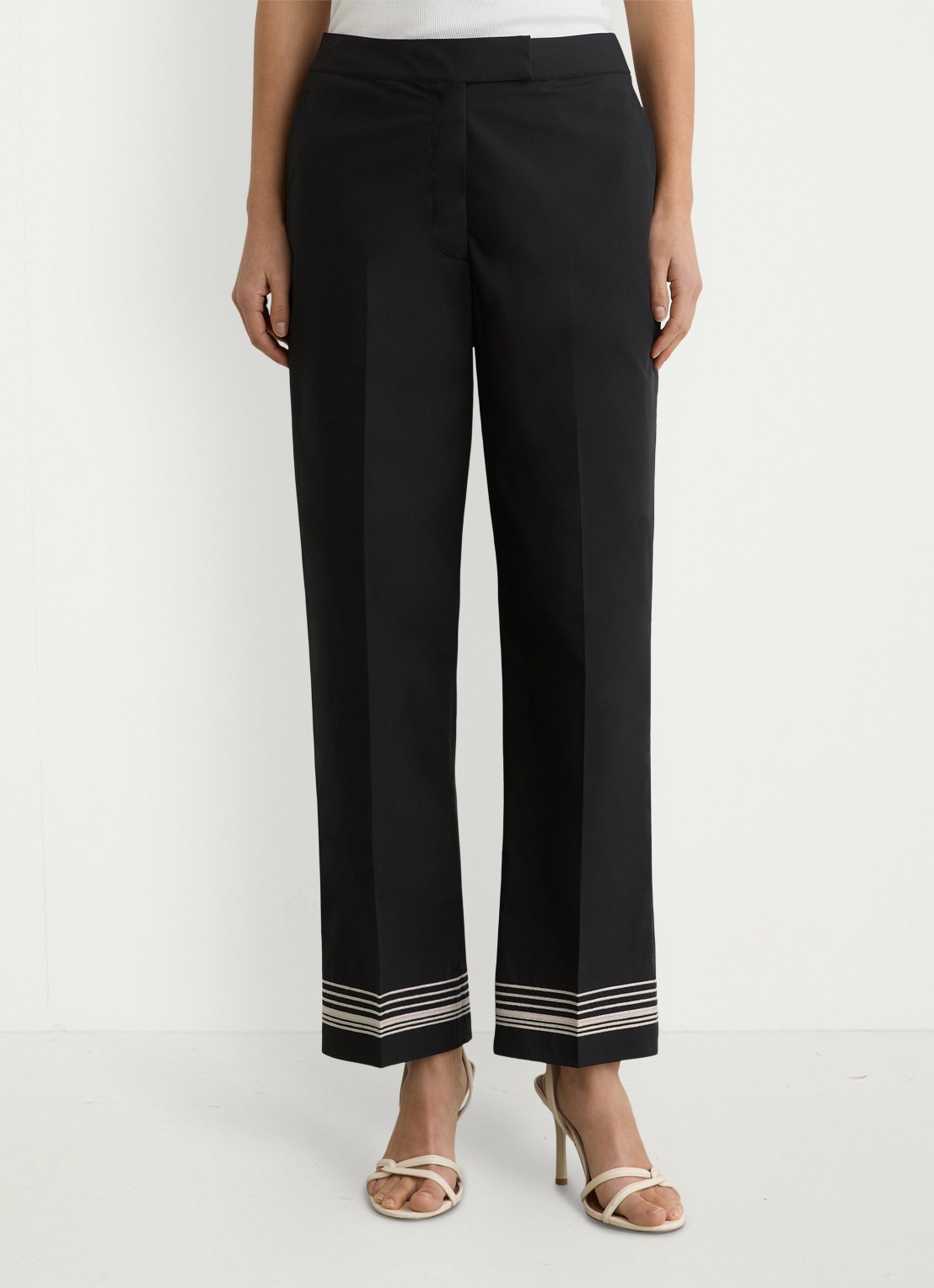 Reiss Cat high waist wide fit pantalon van katoen - detail 4 zwart