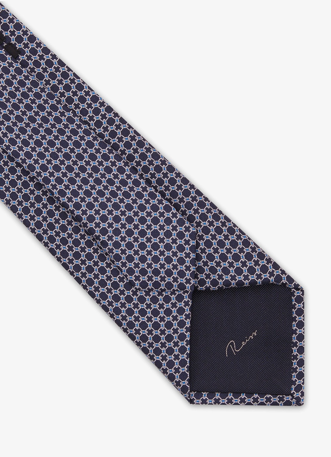 Reiss Catena stropdas van zijde met print - detail 2 donkerblauw