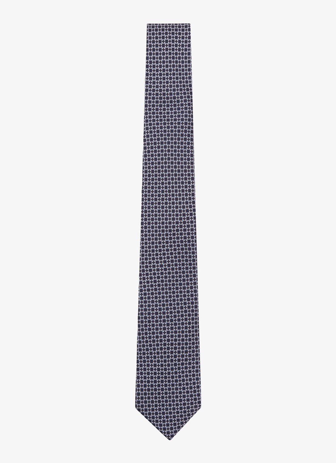 Reiss Catena stropdas van zijde met print - voorkant 5 donkerblauw