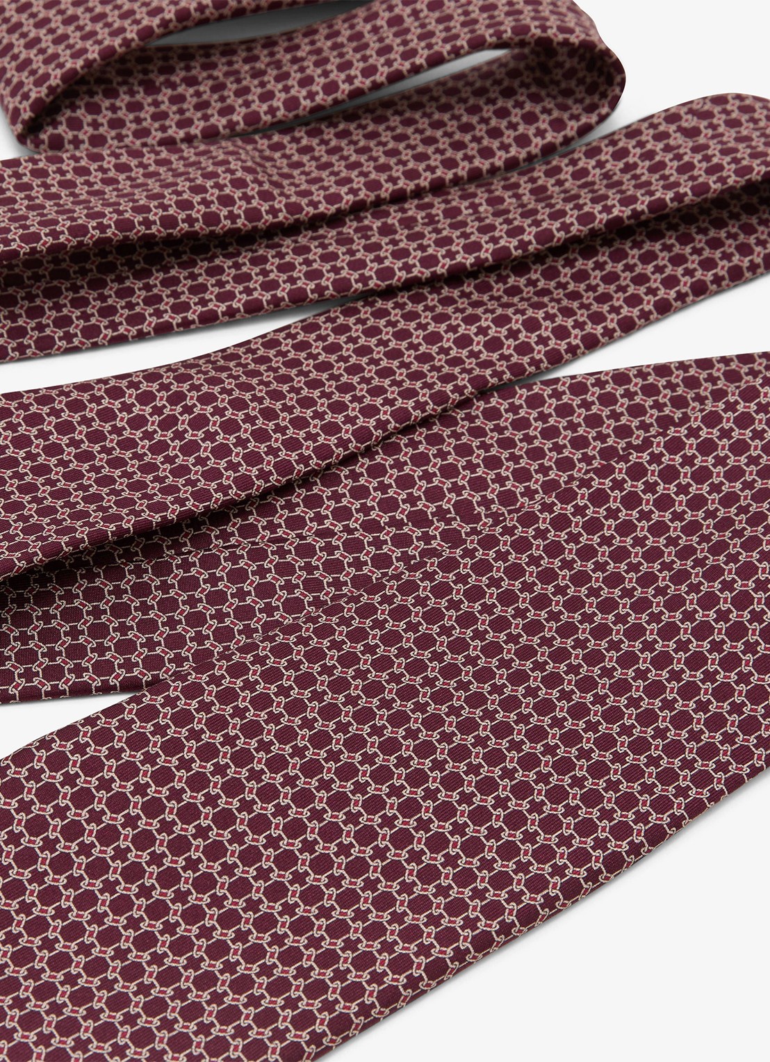 Reiss Catena stropdas van zijde met print - detail bordeauxrood