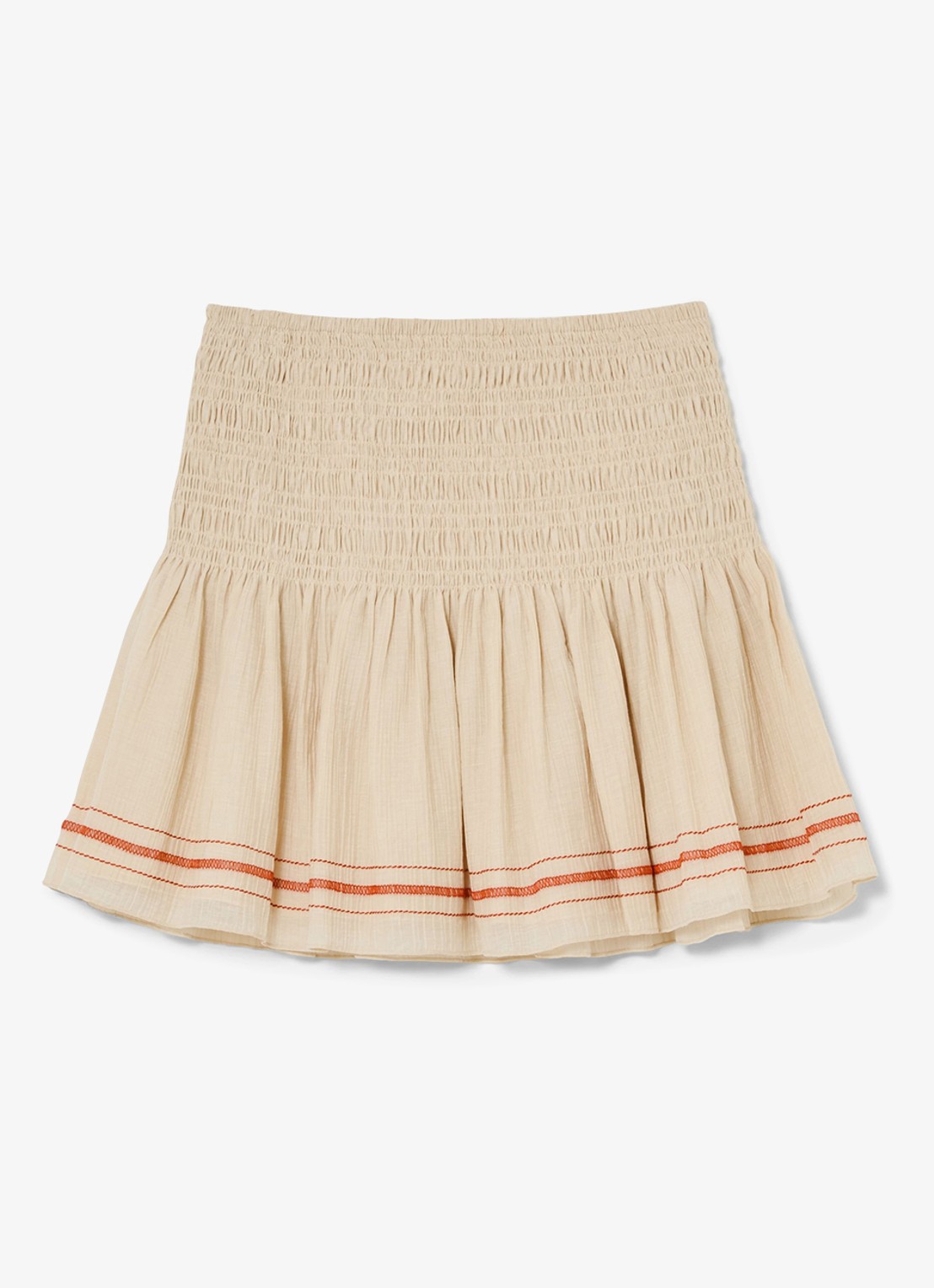 Reiss Catie mini rok met gestreept detail - voorkant 3 beige
