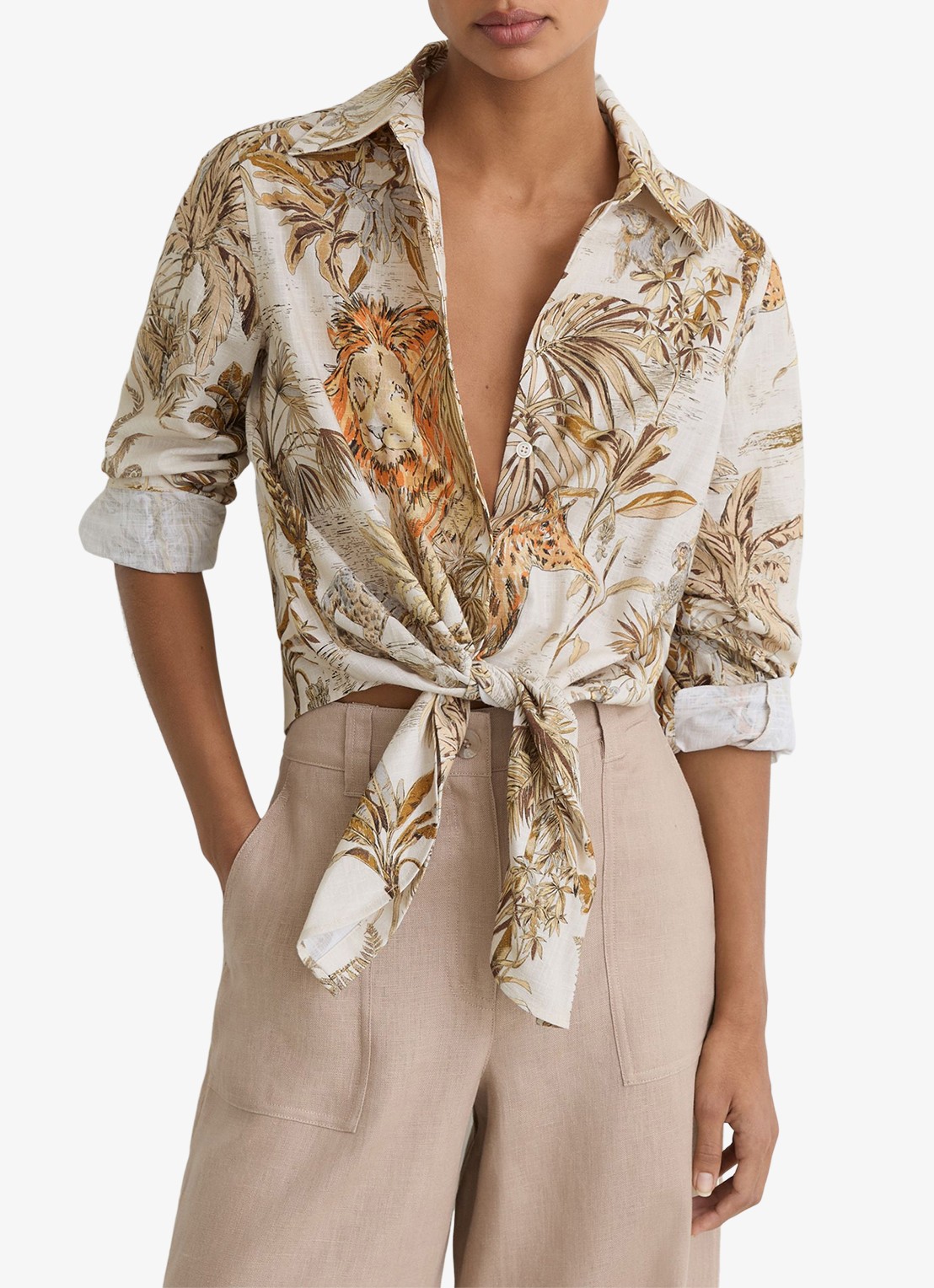 Reiss Cece blouse met strikdetail - detail 4 orange