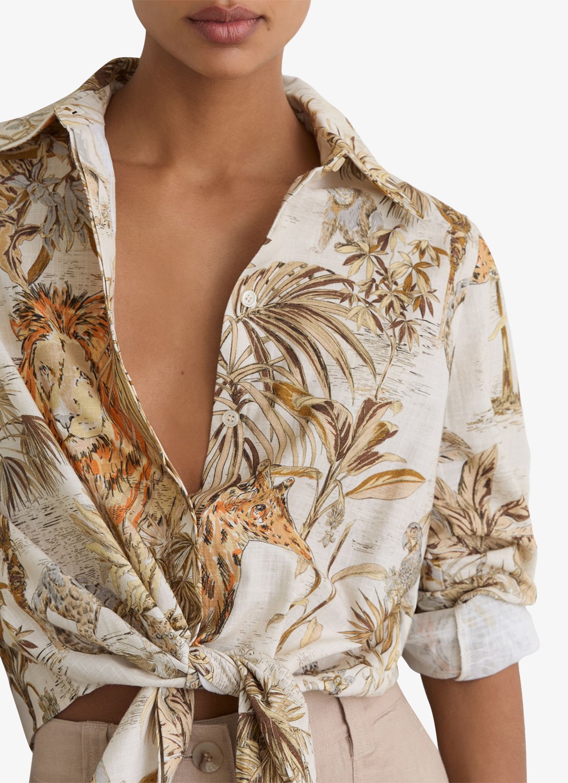 Reiss Cece blouse met strikdetail - detail 5 orange