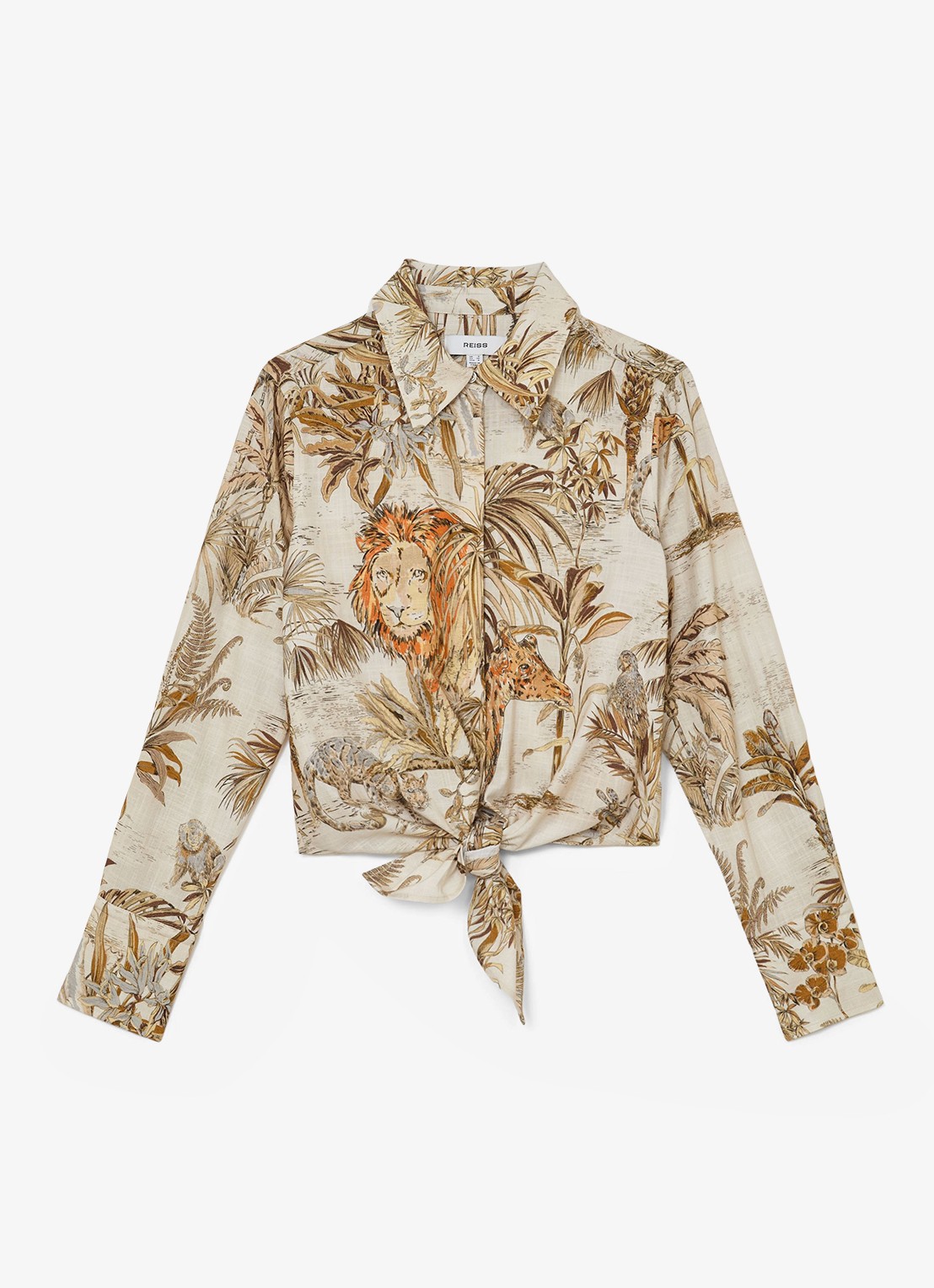Reiss Cece blouse met strikdetail - voorkant orange