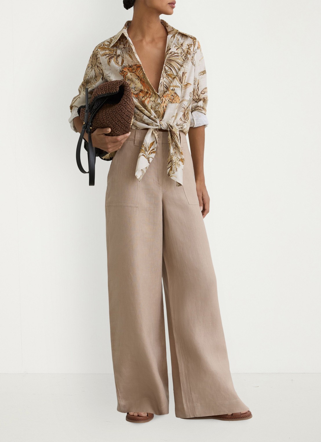 Reiss Cece blouse met strikdetail - voorkant 2 orange