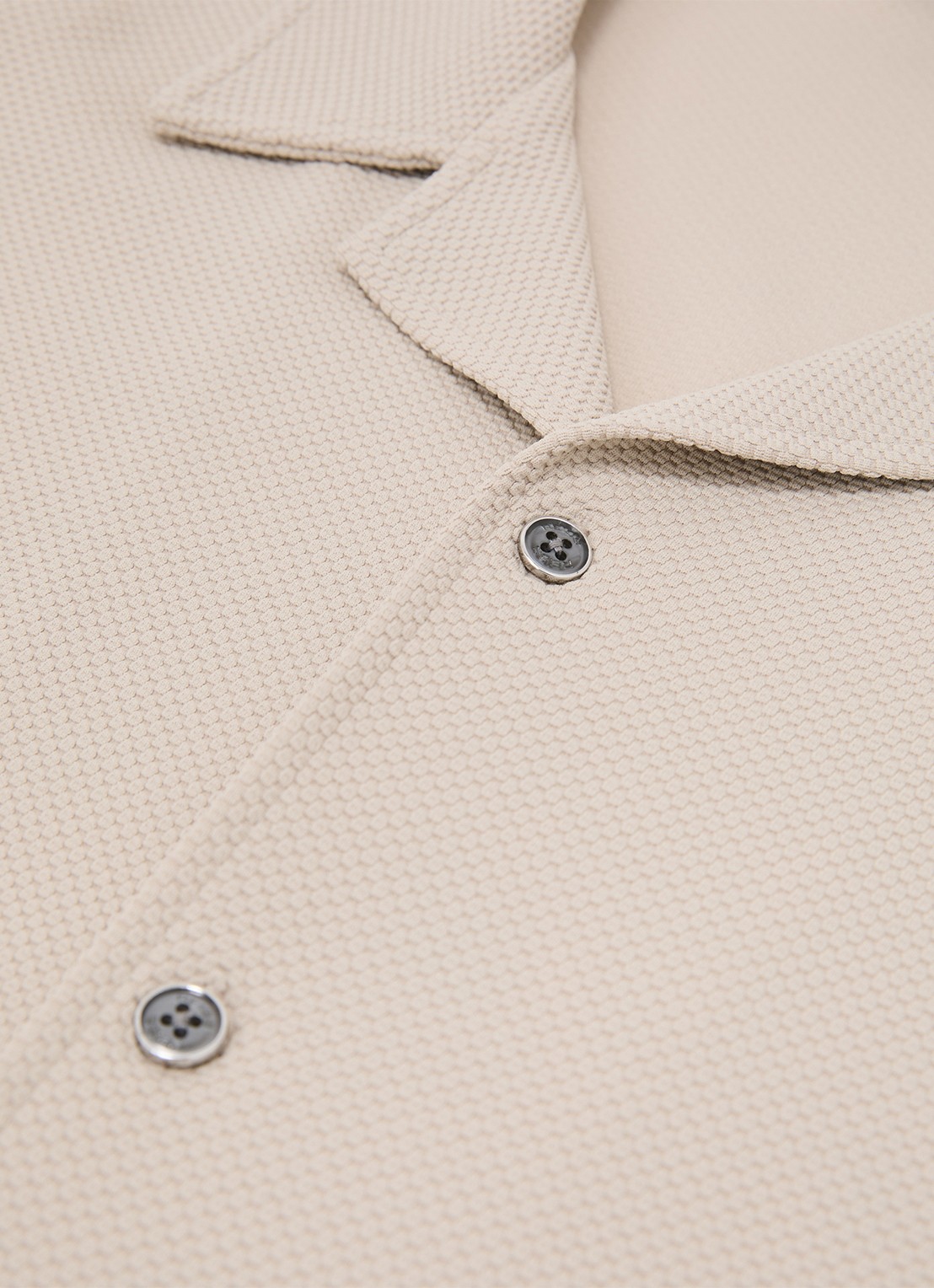 Reiss CEDRIC Textured Cuban-Collar Shirt - detail 6 beige