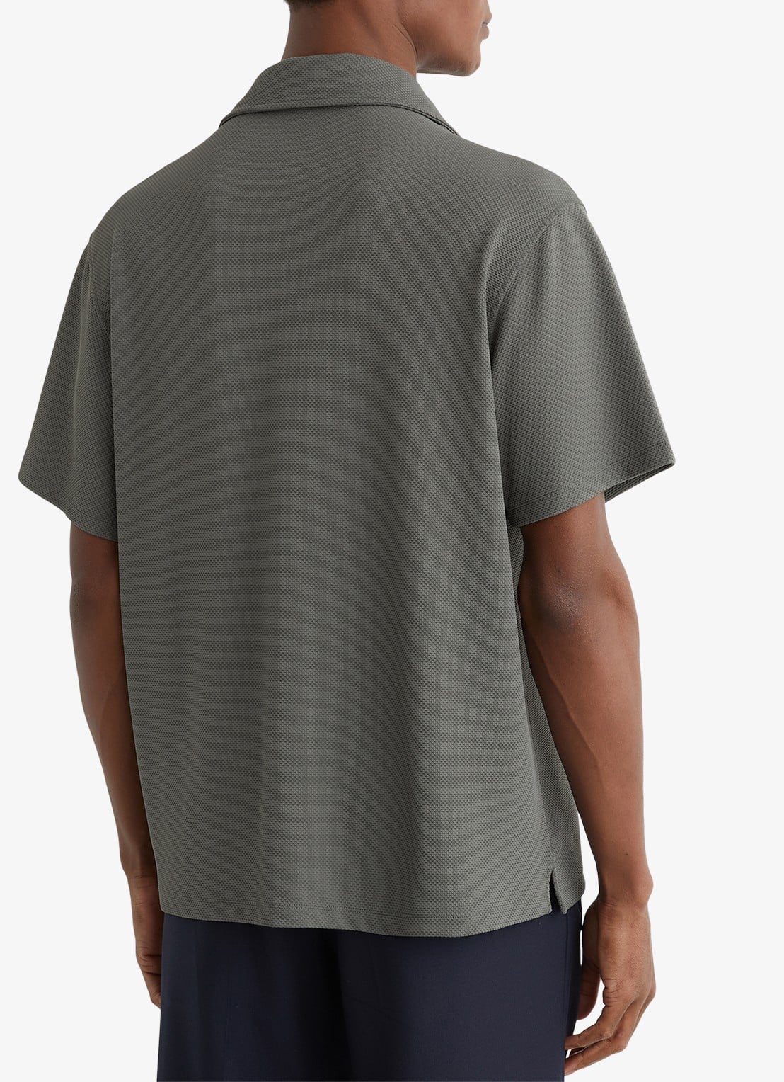 Reiss CEDRIC Textured Cuban-Collar Shirt - achterkant 6 groen