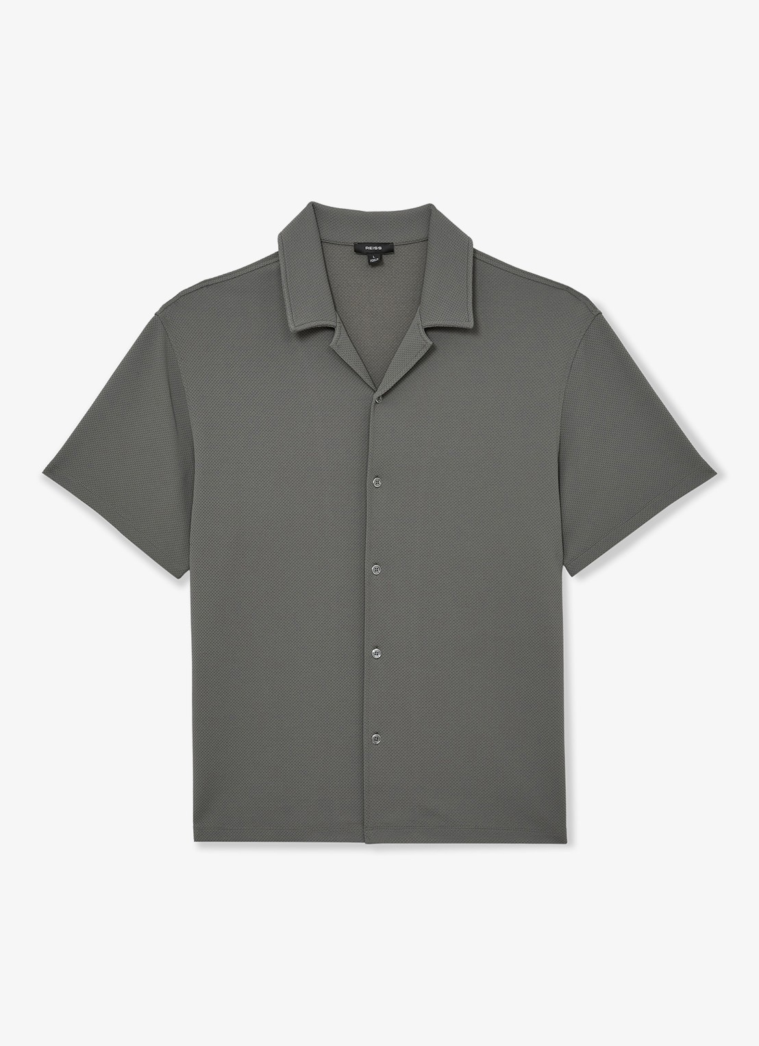 Reiss CEDRIC Textured Cuban-Collar Shirt - voorkant groen