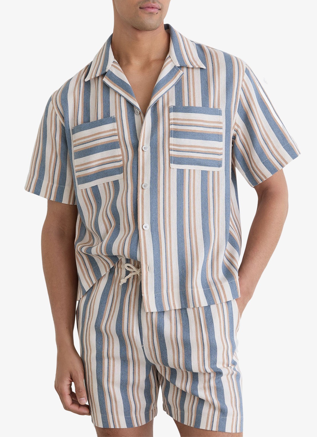 Reiss Celeste regular fit overhemd met streepprint - detail 2 blue/ecru