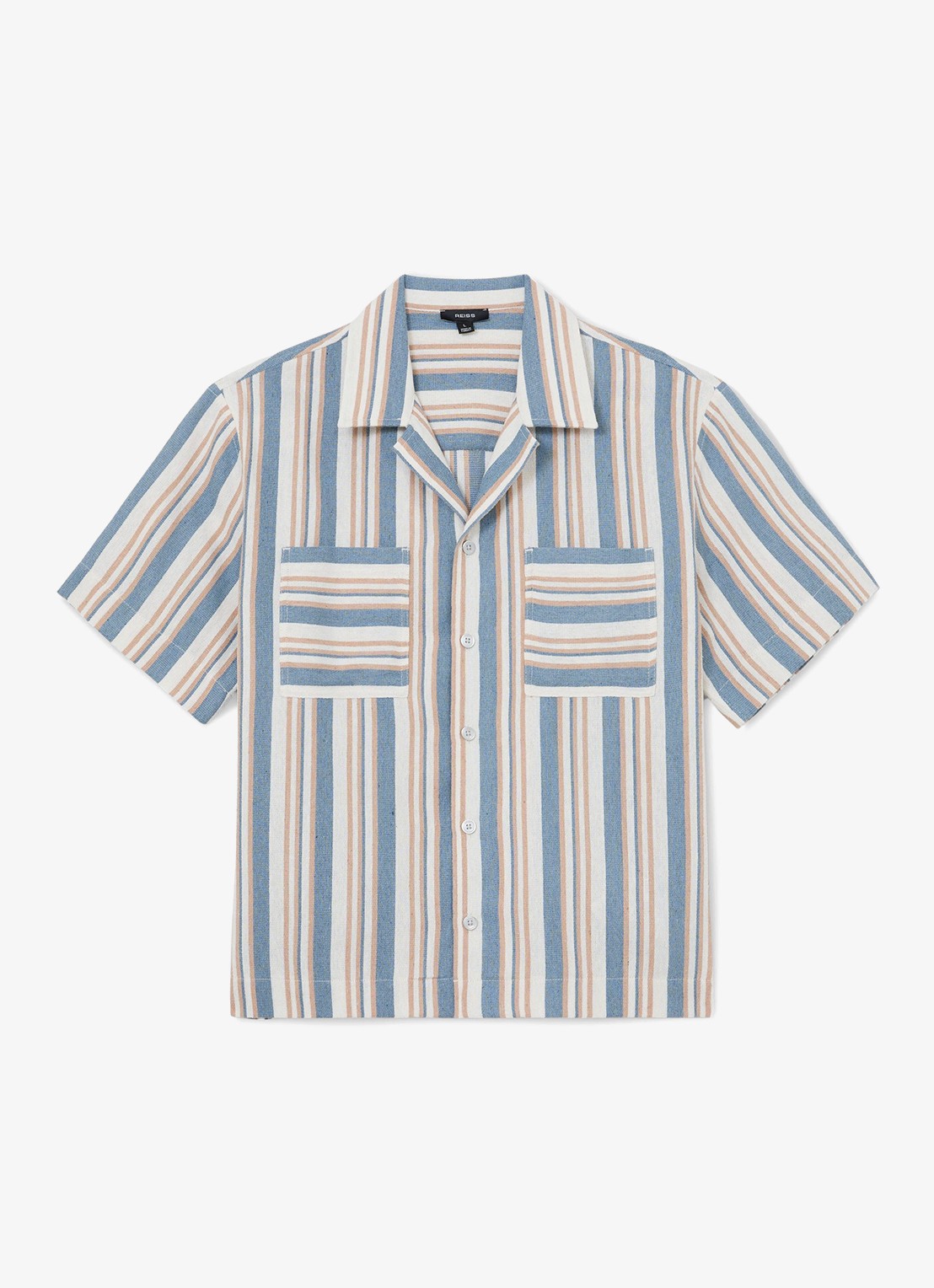 Reiss Celeste regular fit overhemd met streepprint - voorkant 5 blue/ecru
