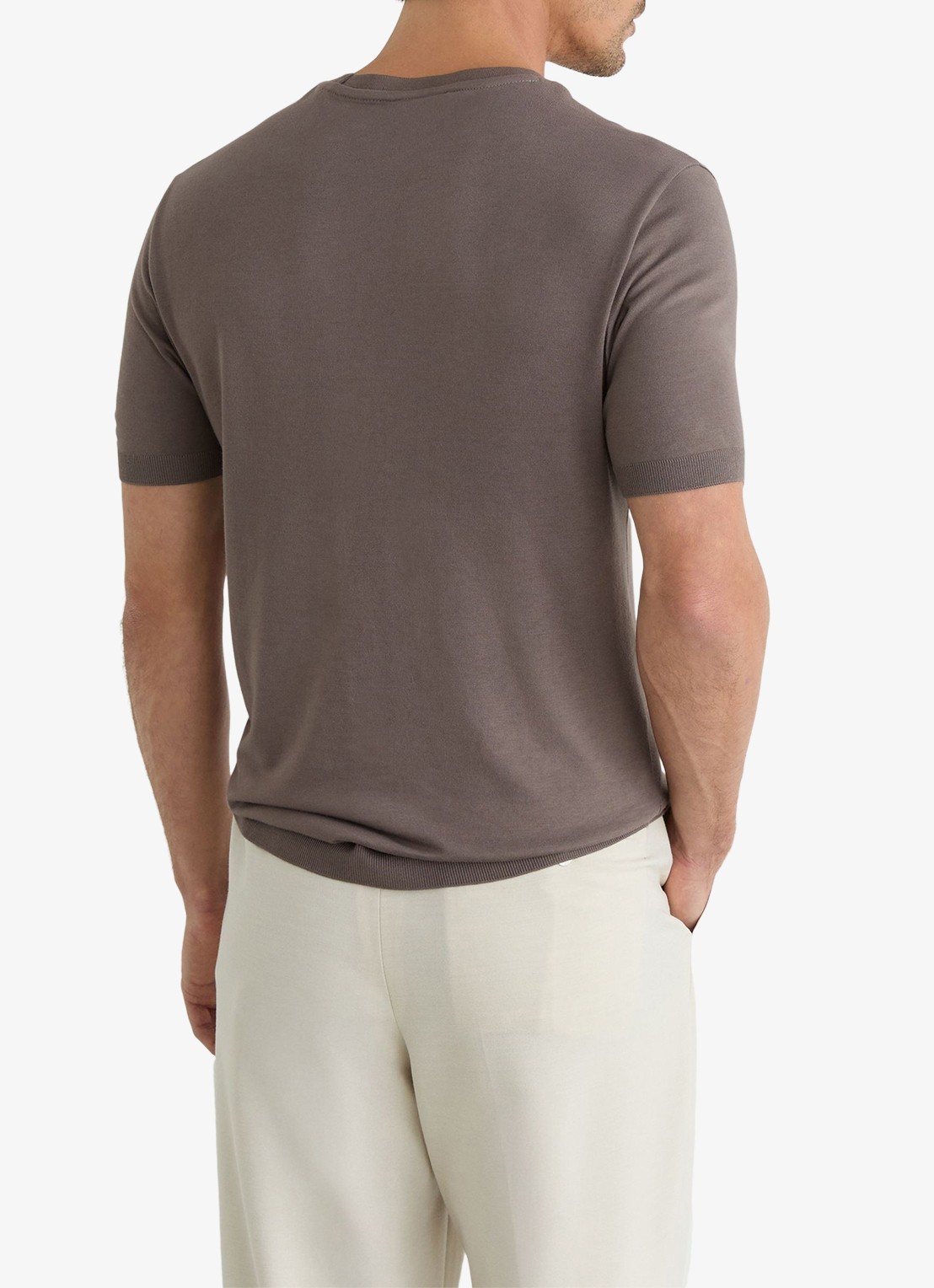 Reiss Chad modern fit T-shirt met ronde hals - achterkant mouse brown / bruin