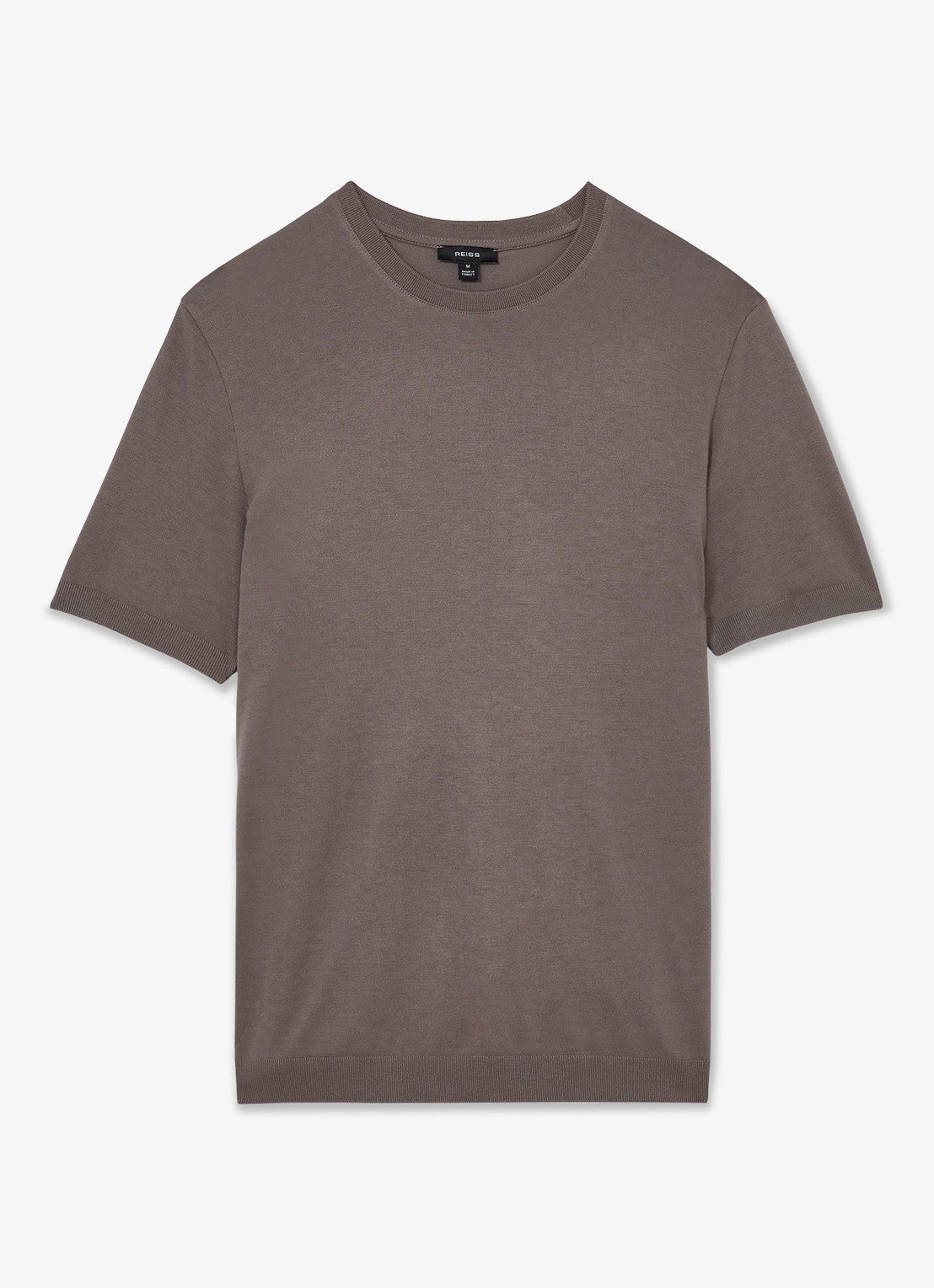 Reiss Chad modern fit T-shirt met ronde hals - voorkant 5 mouse brown / bruin