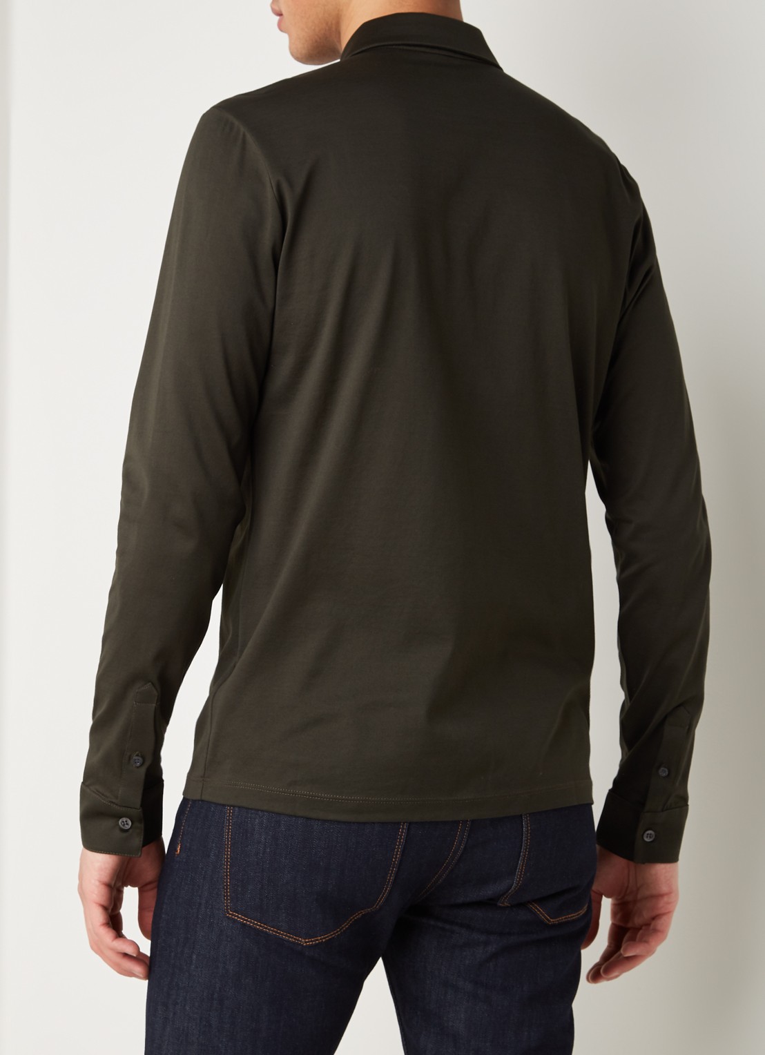 Reiss Chapter slim fit jersey overhemd van katoen - achterkant groen