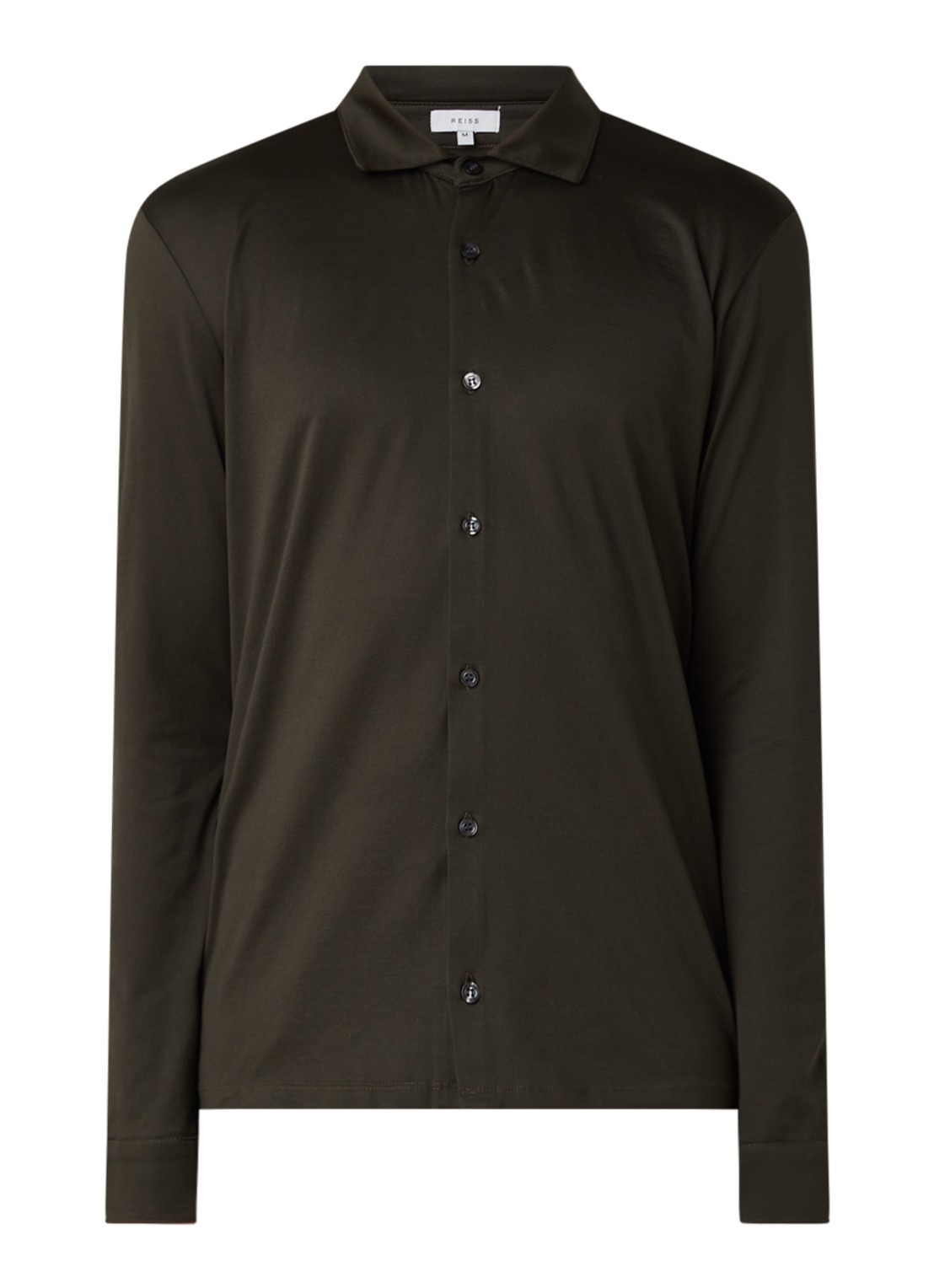 Reiss Chapter slim fit jersey overhemd van katoen - voorkant 2 groen