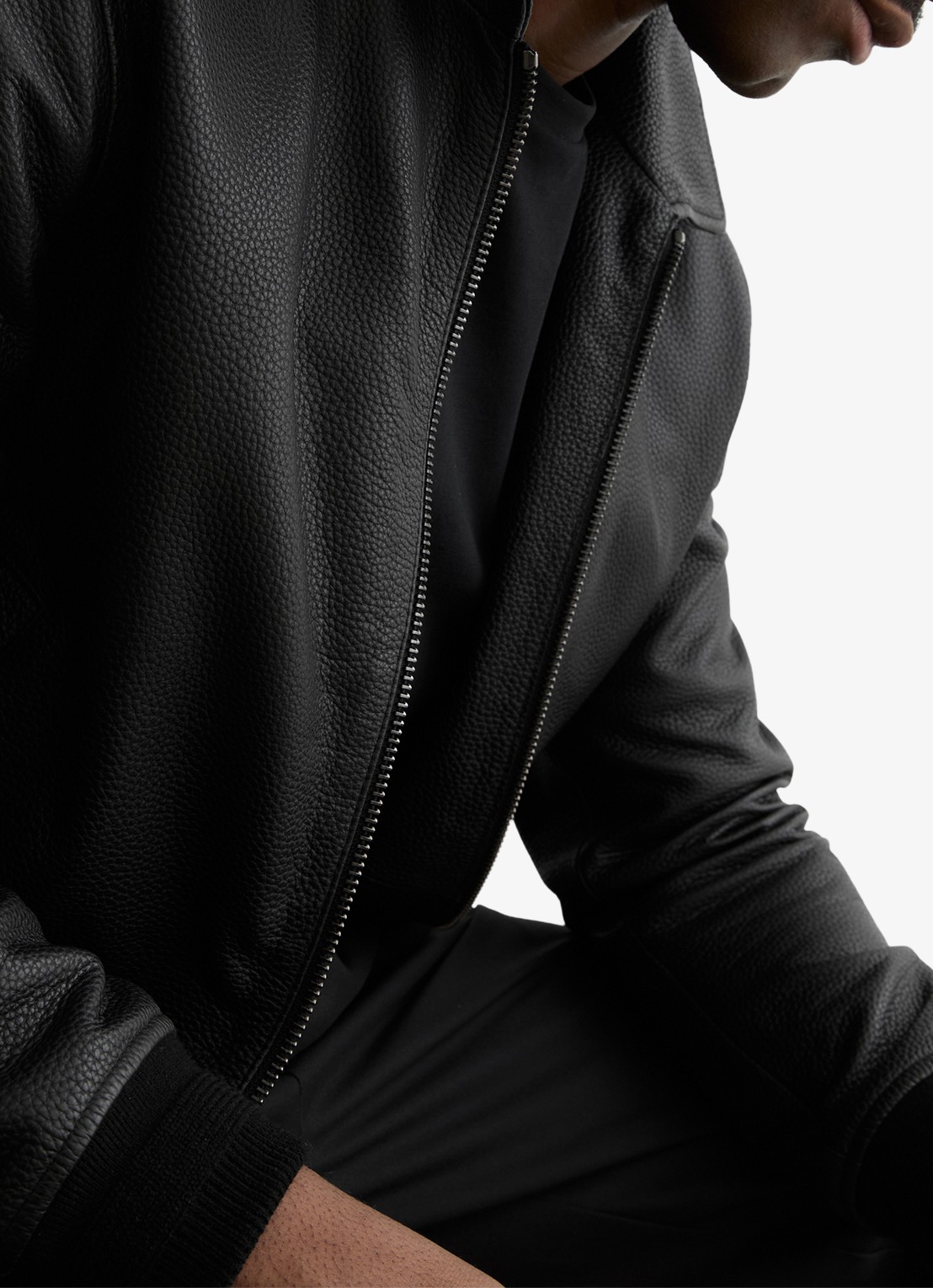 Reiss Charl leren jas met steekzakken - detail 5 black / zwart