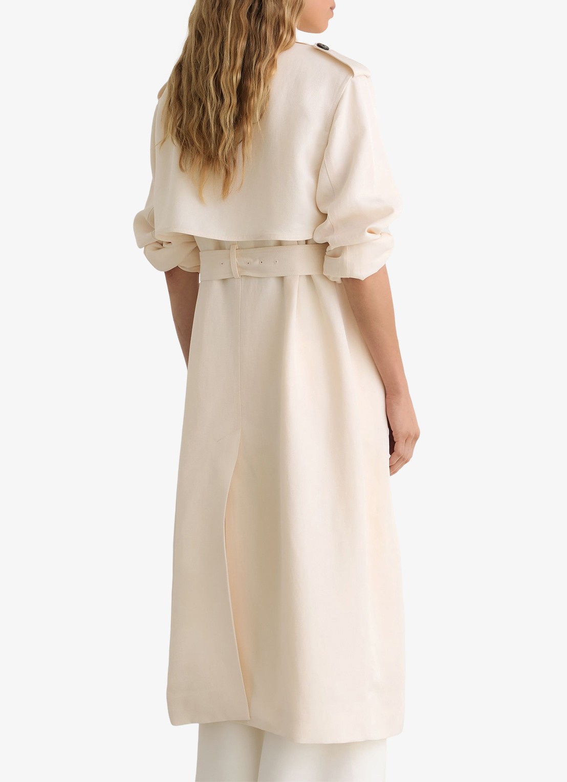 Reiss Charli Double-breasted trenchcoat in linnenblend - achterkant wit
