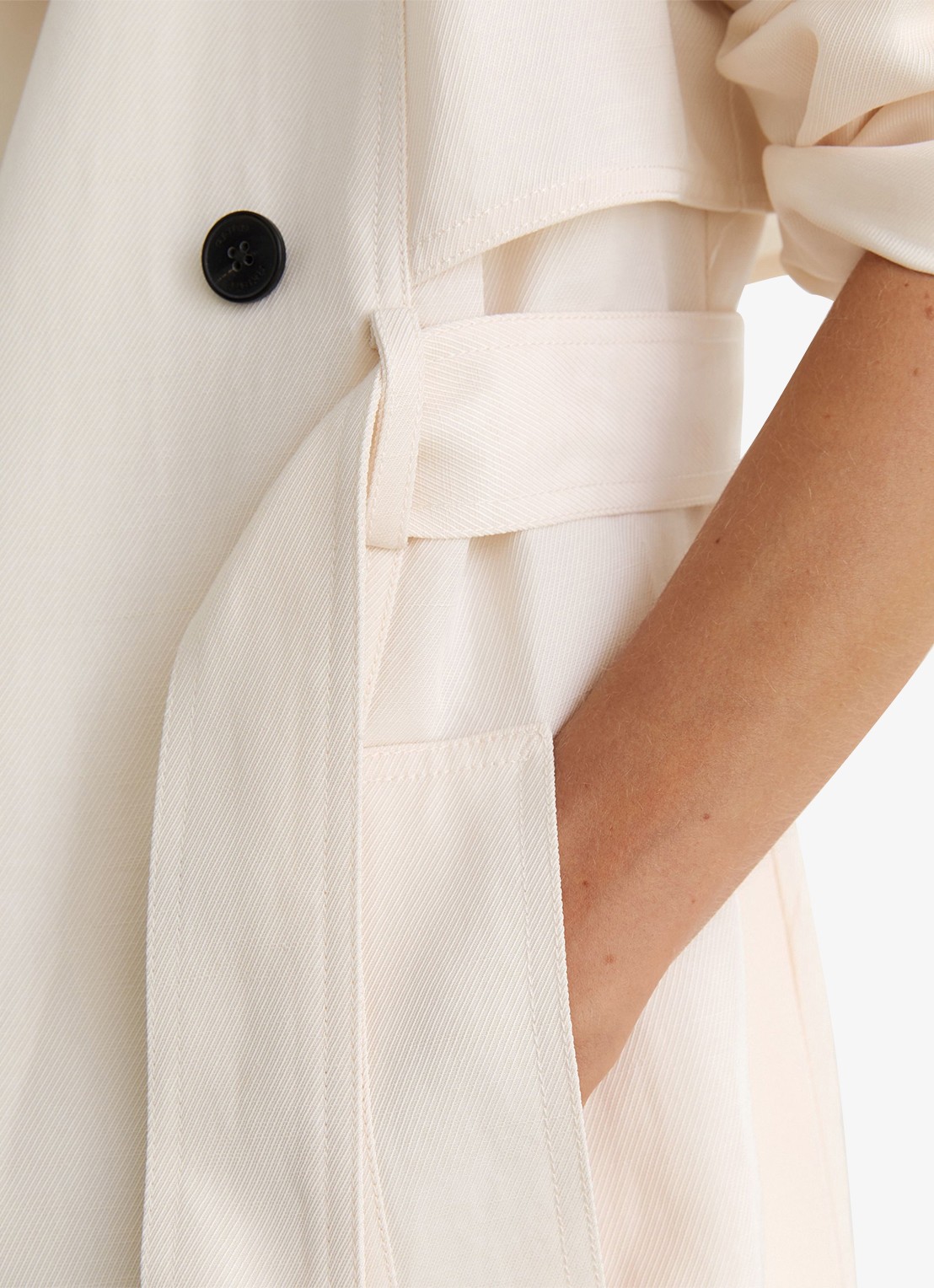 Reiss Charli Double-breasted trenchcoat in linnenblend - detail 8 wit