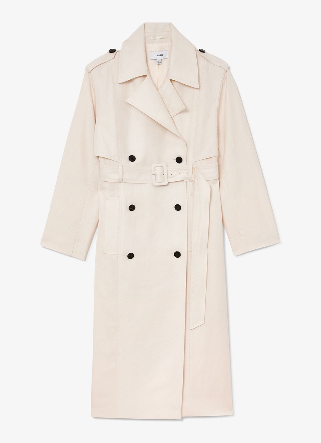 Reiss Charli Double-breasted trenchcoat in linnenblend - voorkant 2 wit