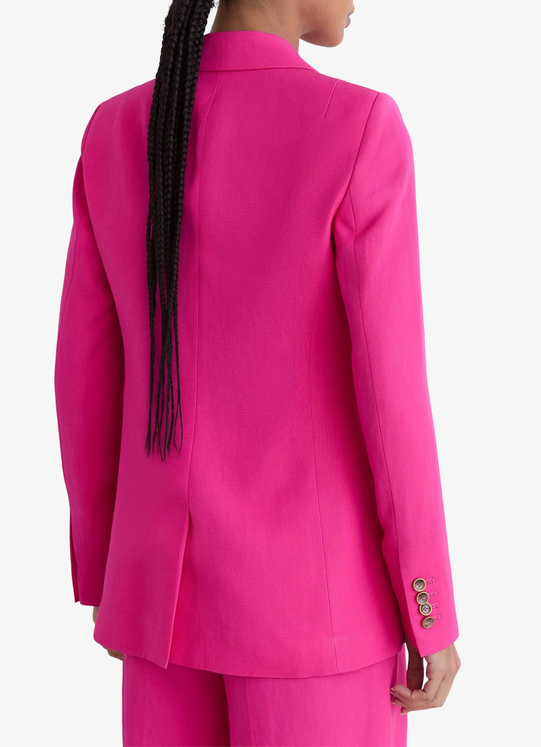 Reiss Charli regular fit blazer in linnenblend - achterkant 6 oudroze