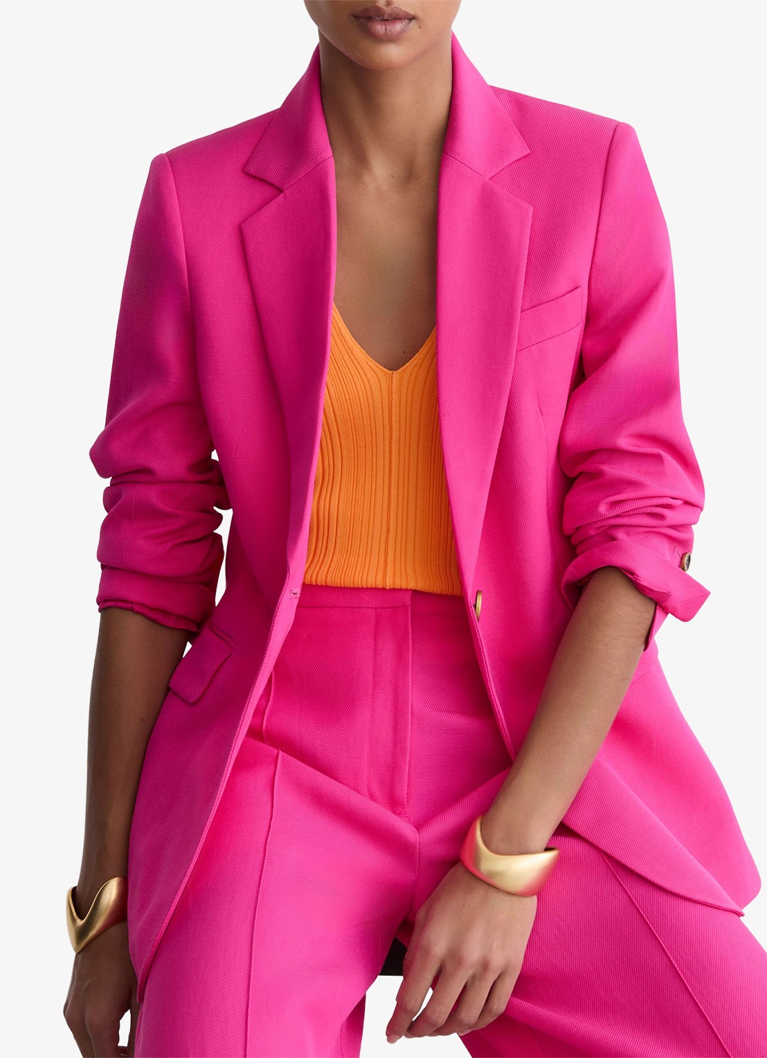 Reiss Charli regular fit blazer in linnenblend - detail 2 oudroze