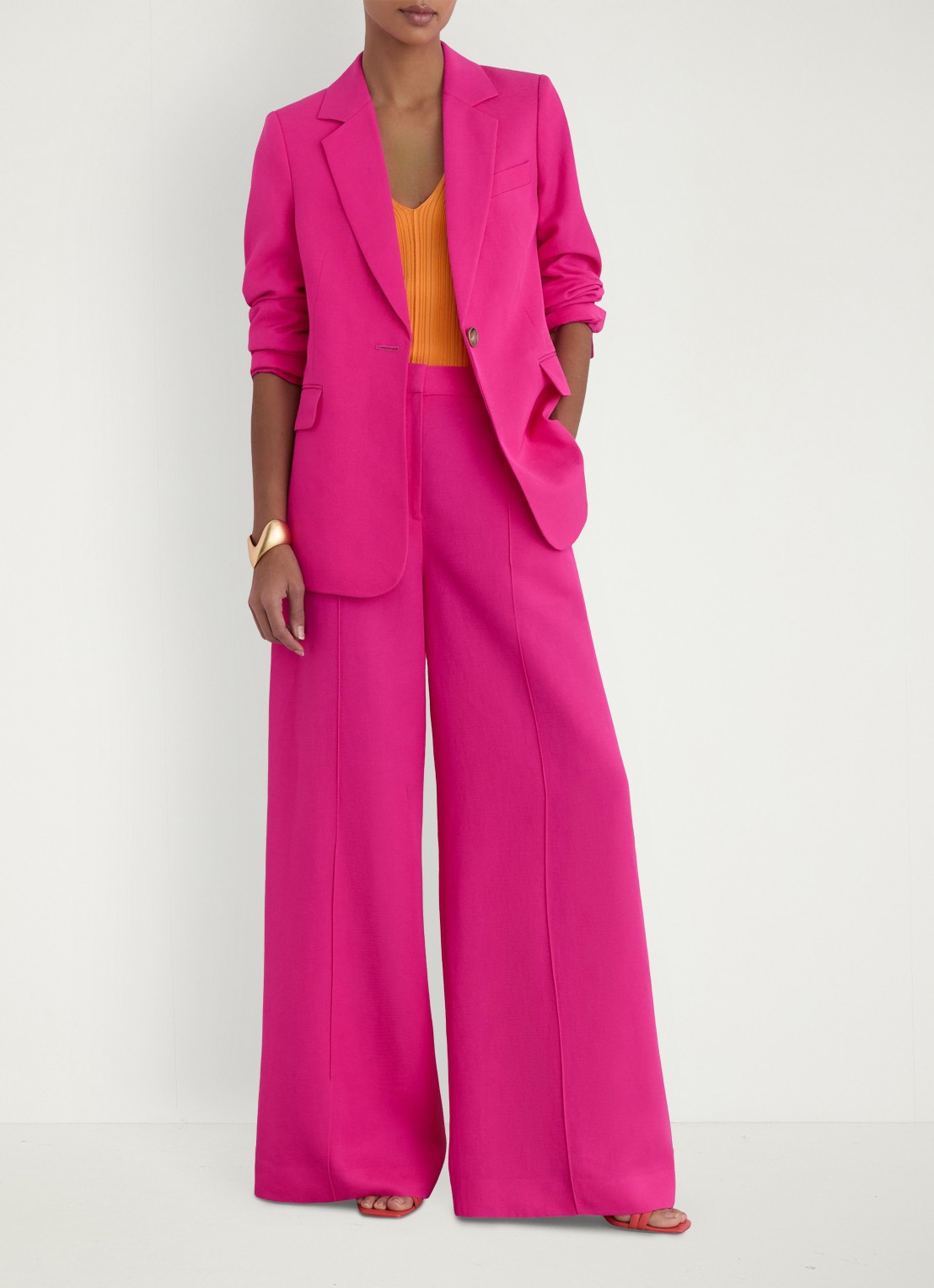 Reiss Charli regular fit blazer in linnenblend - detail 3 oudroze
