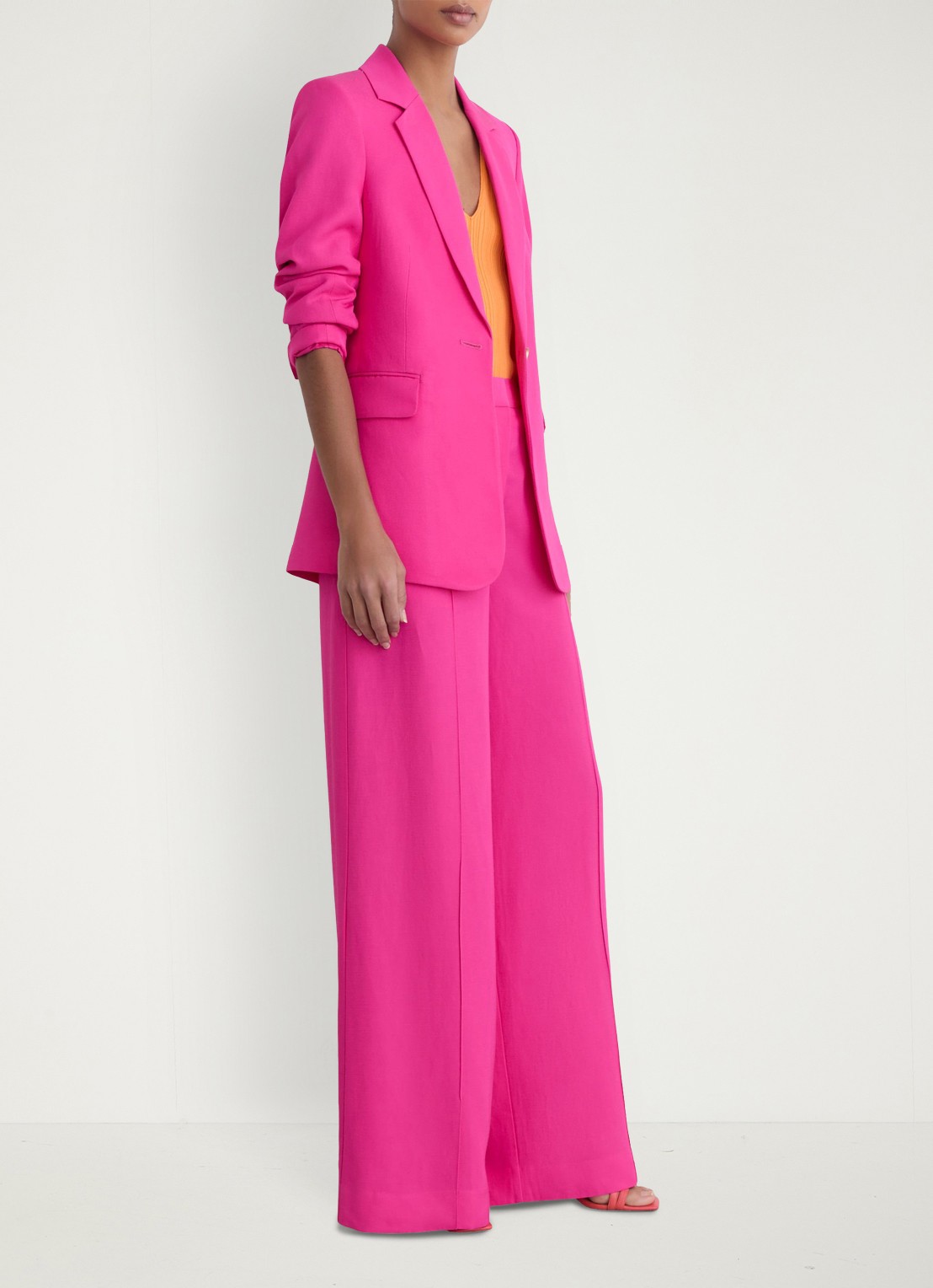 Reiss Charli regular fit blazer in linnenblend - detail 4 oudroze
