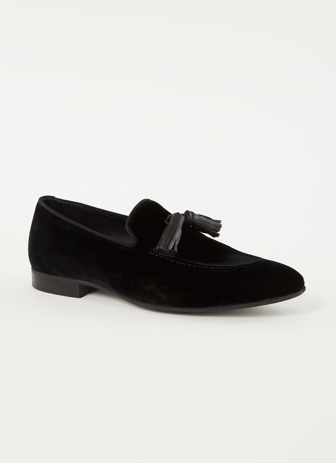 Reiss Chase loafer van fluweel - voorkant 4 zwart