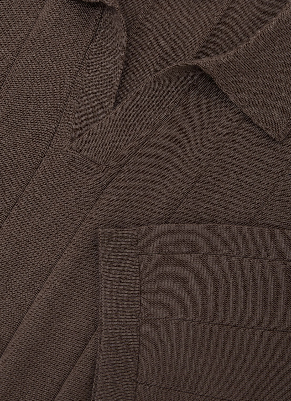 Reiss Chelmsford slim fit polo van merinowol - detail 3 ridge brown / bruin