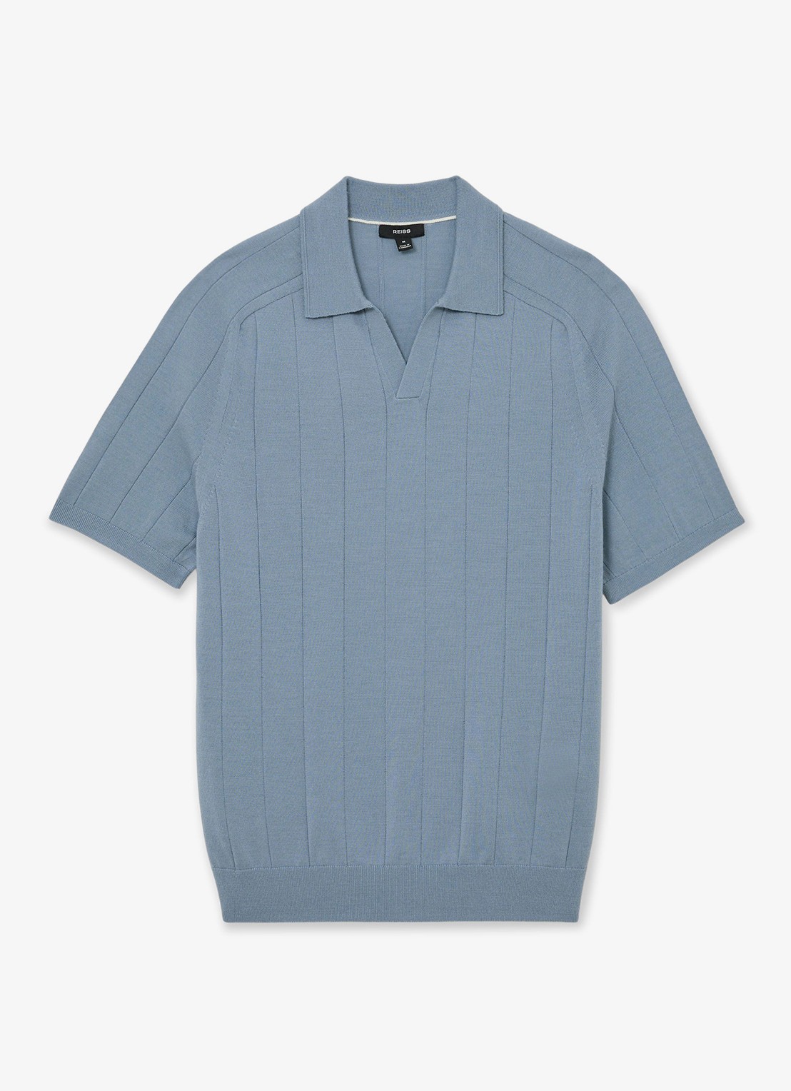 Reiss Chelmsford slim fit polo van merinowol - voorkant 5 armour blue / blauw