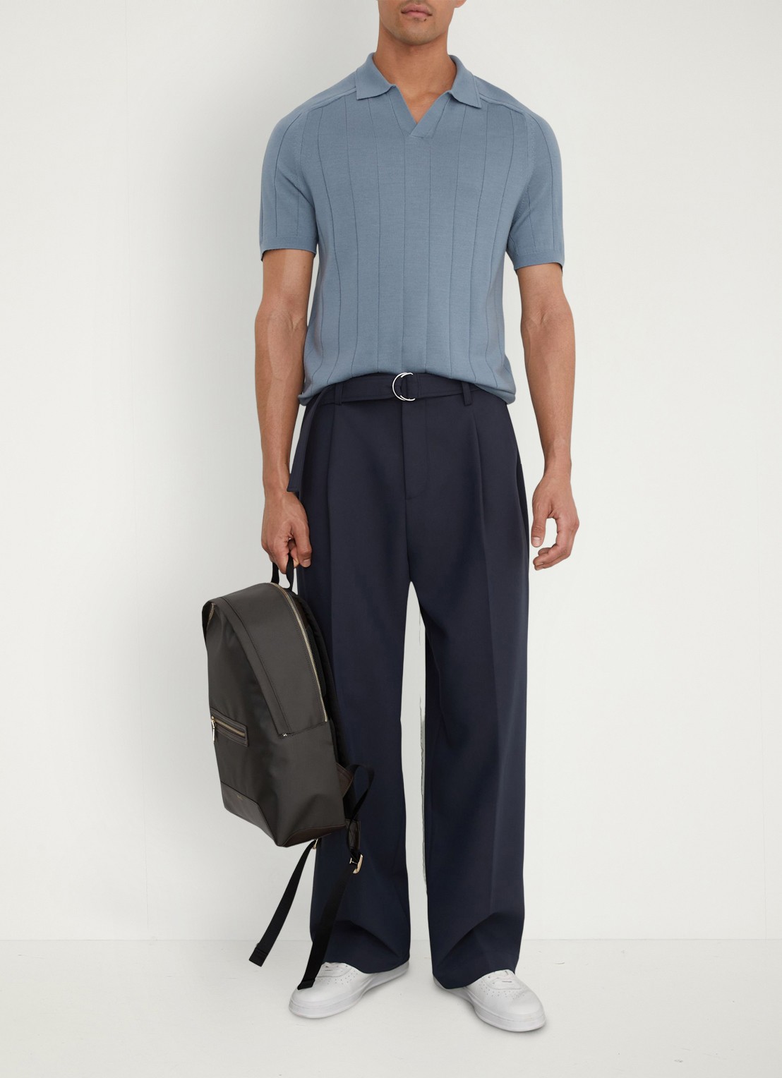 Reiss Chelmsford slim fit polo van merinowol - voorkant 6 armour blue / blauw