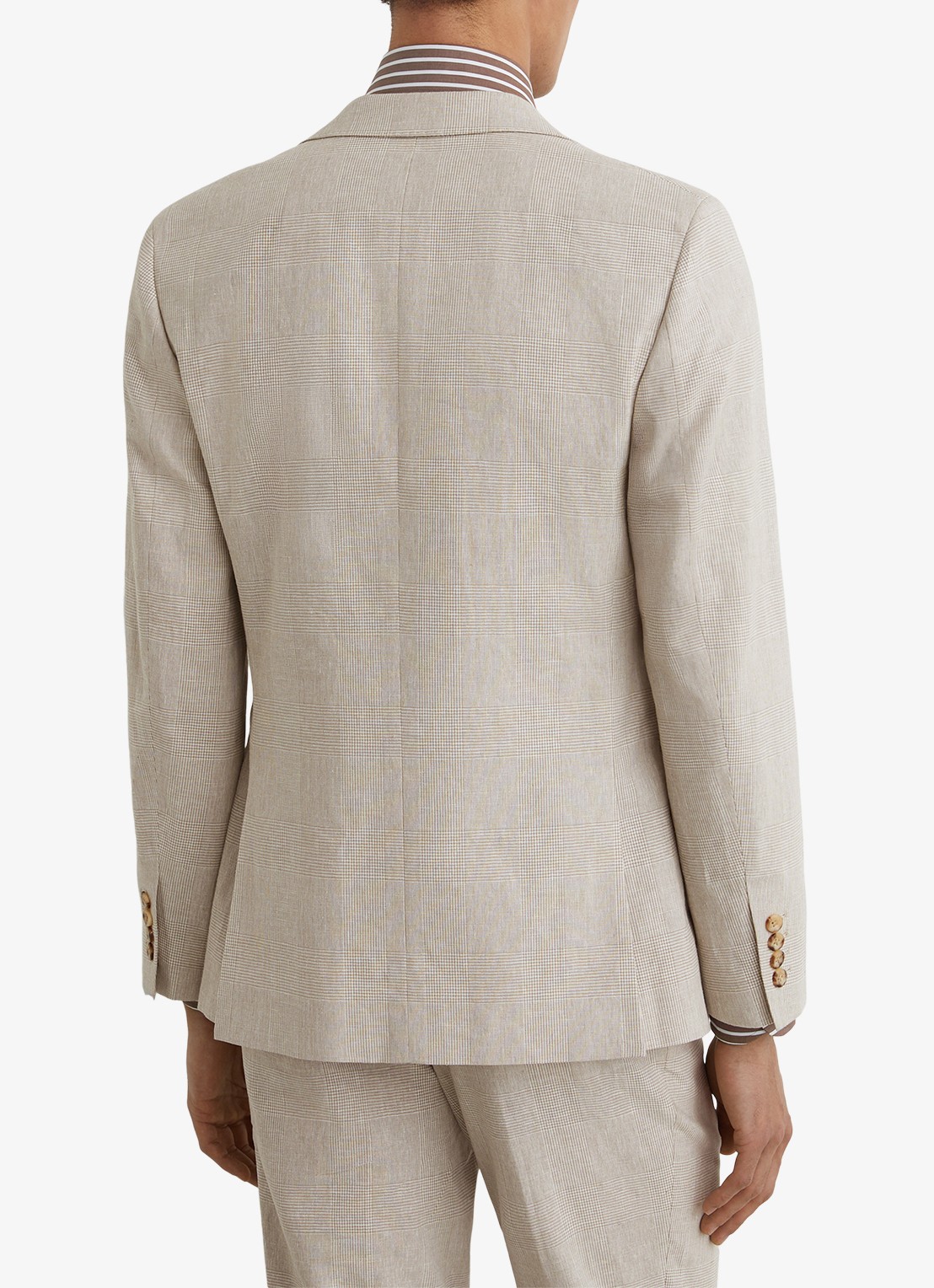 Reiss Cheltenham regular fit colbert in linnenblend - achterkant bruin