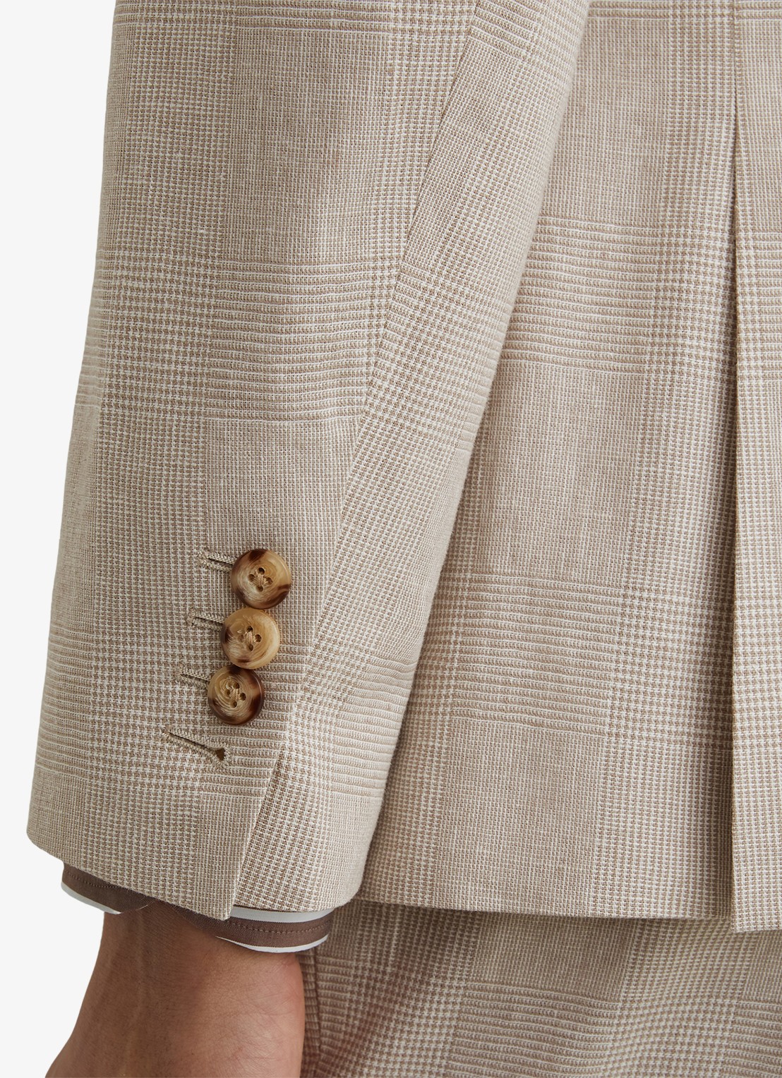 Reiss Cheltenham regular fit colbert in linnenblend - detail 4 bruin