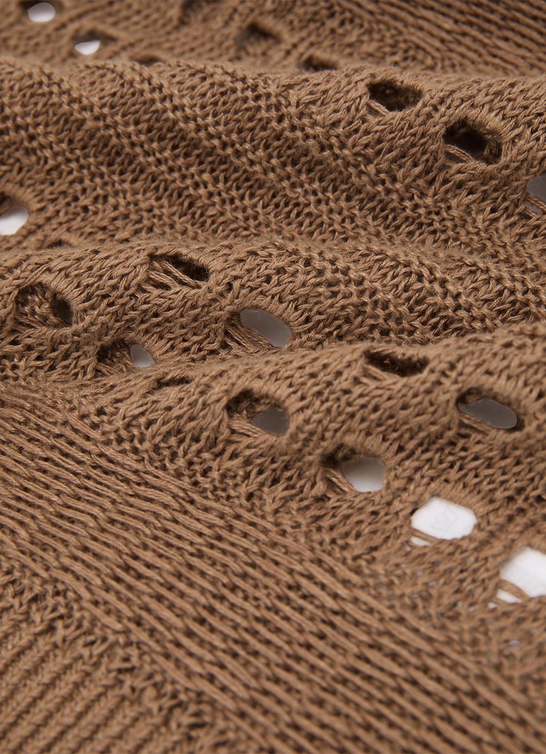 Reiss Chloe fijngebreide top van linnen met opengewerkt dessin - detail 6 beige