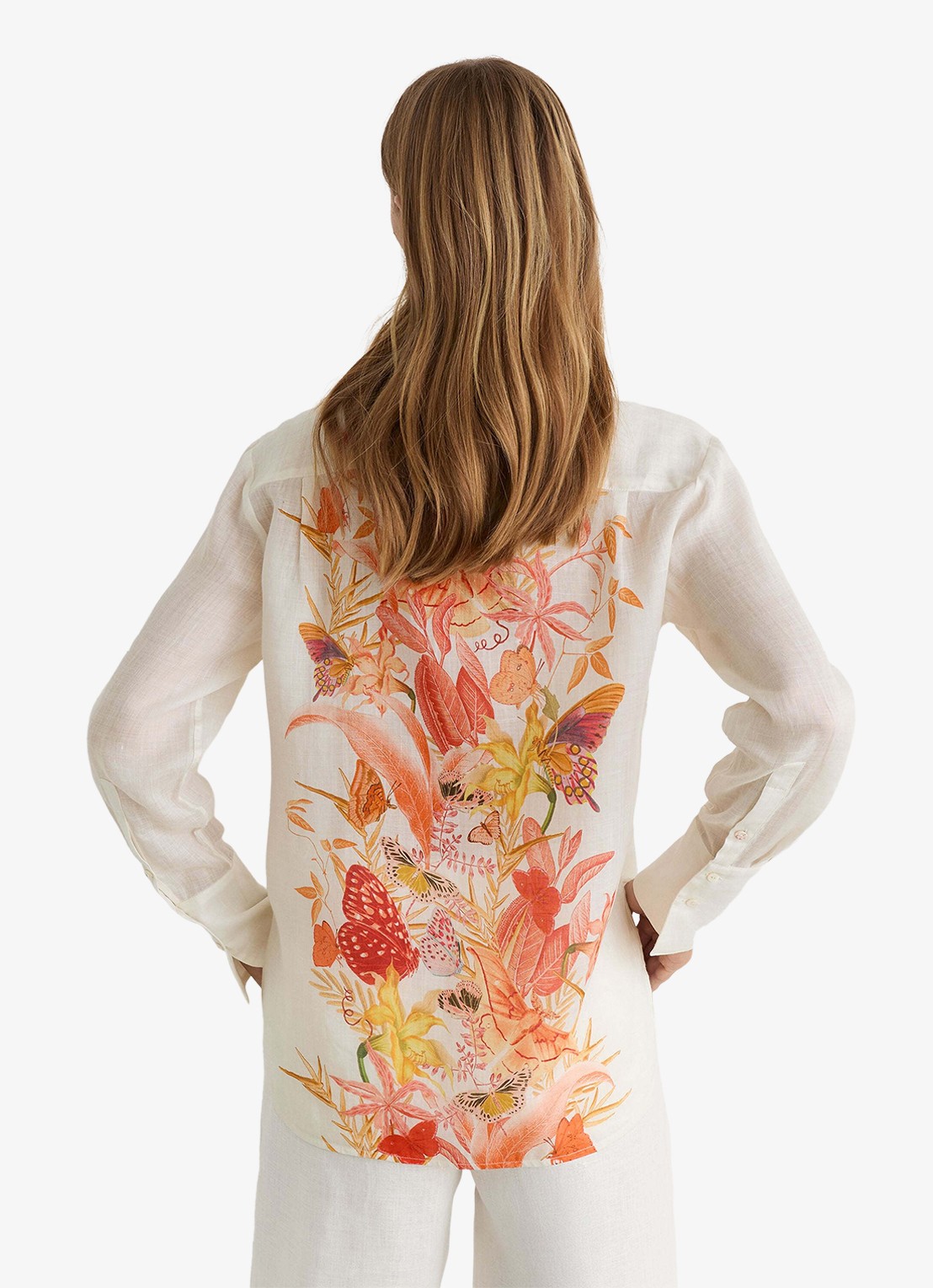 Reiss Cilia blouse met bloemenprint - achterkant 7 ivory / beige