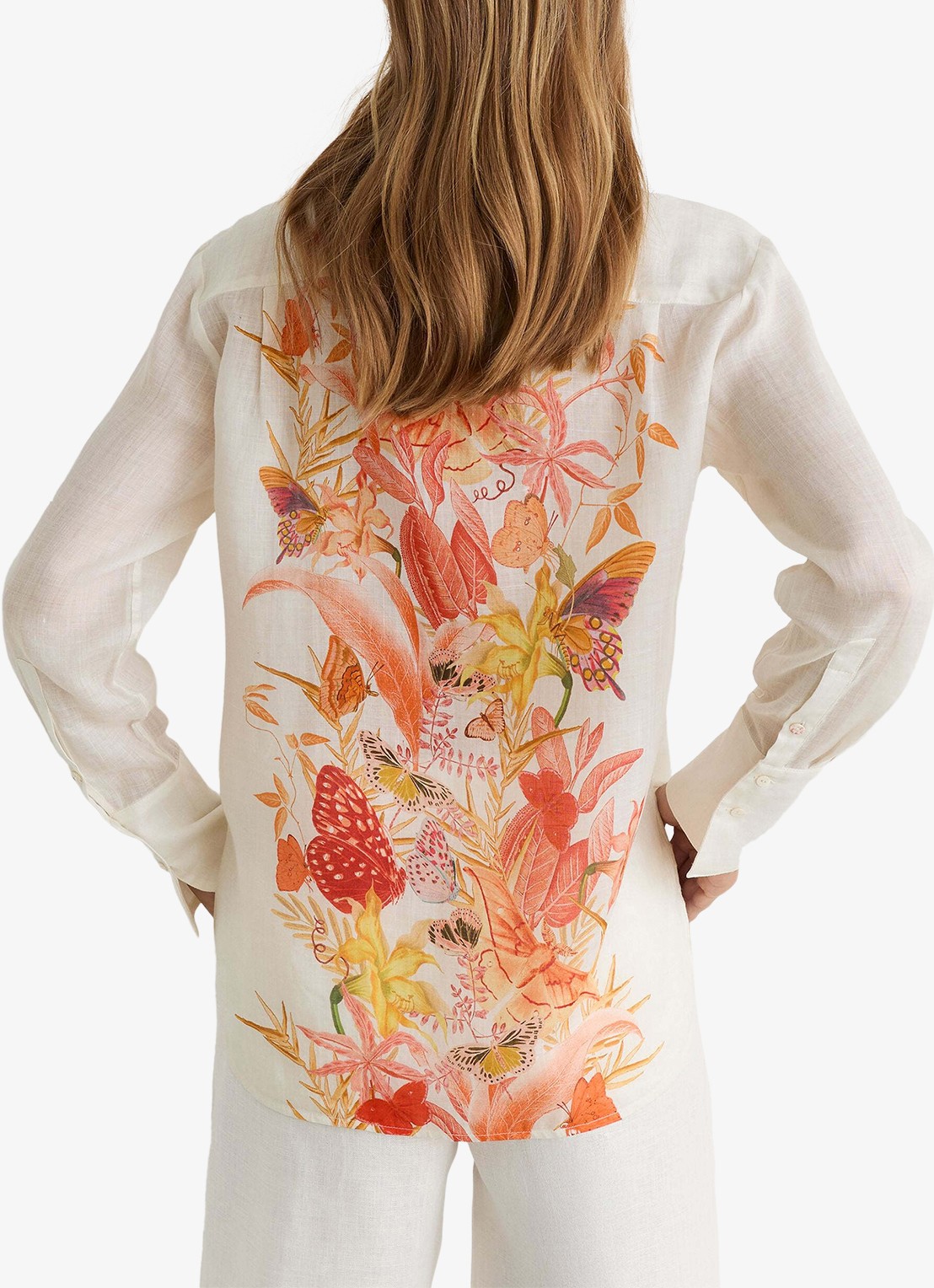 Reiss Cilia blouse met bloemenprint - achterkant 8 ivory / beige