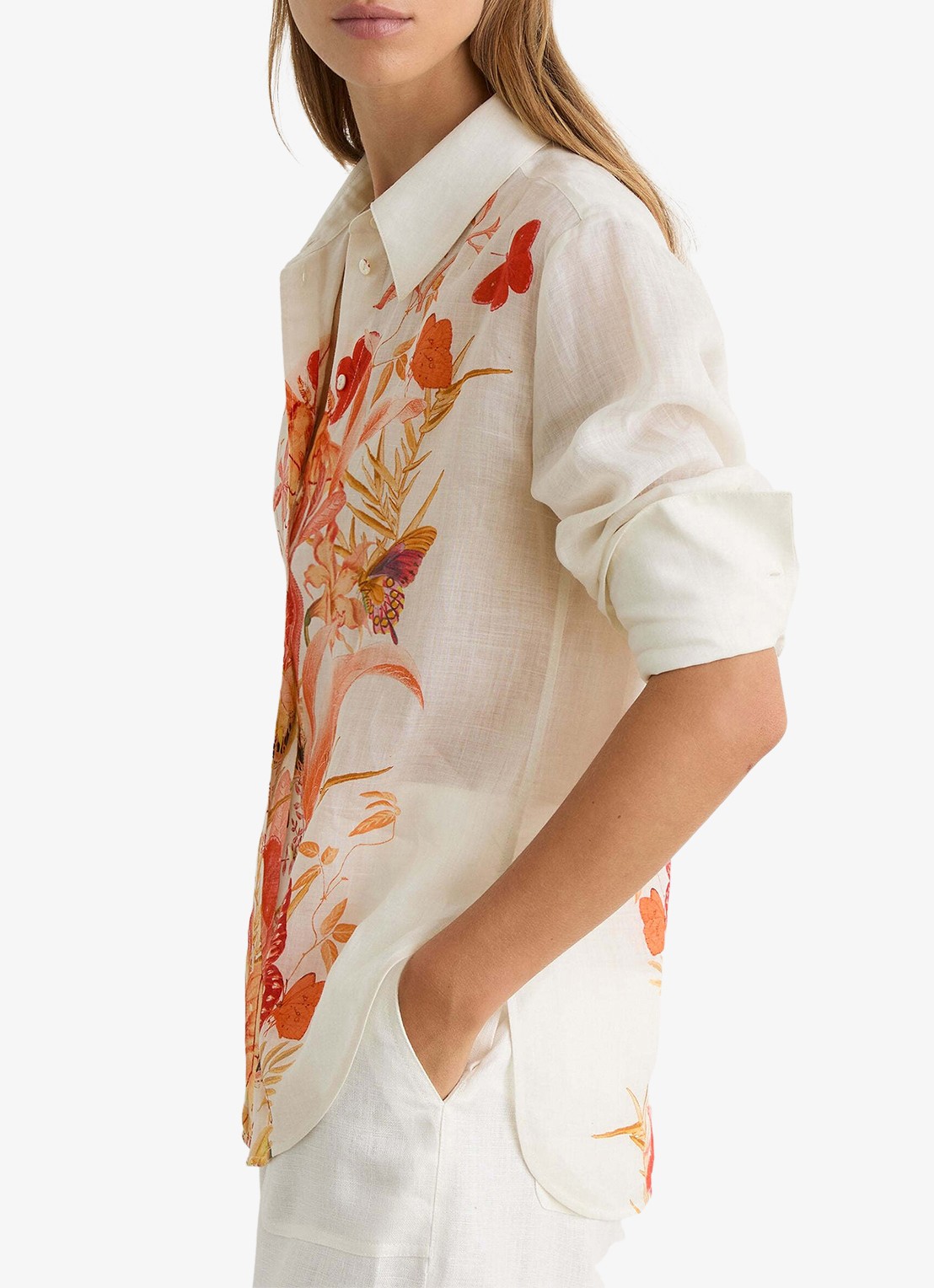 Reiss Cilia blouse met bloemenprint - detail 4 ivory / beige