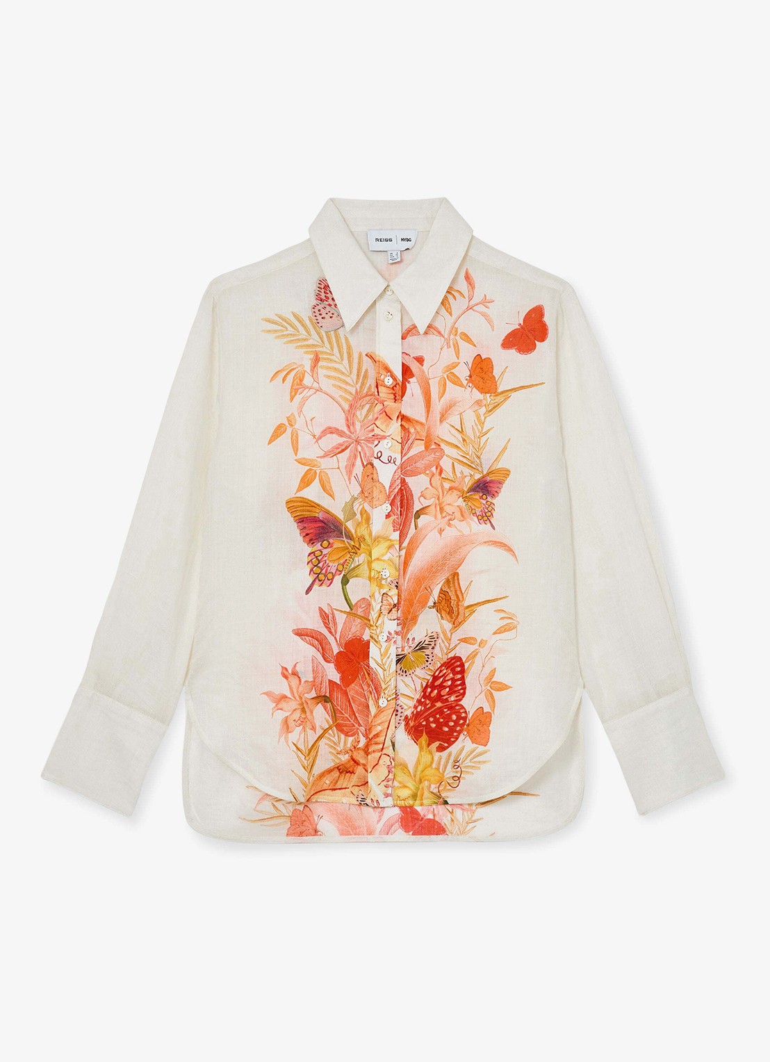 Reiss Cilia blouse met bloemenprint - voorkant 5 ivory / beige
